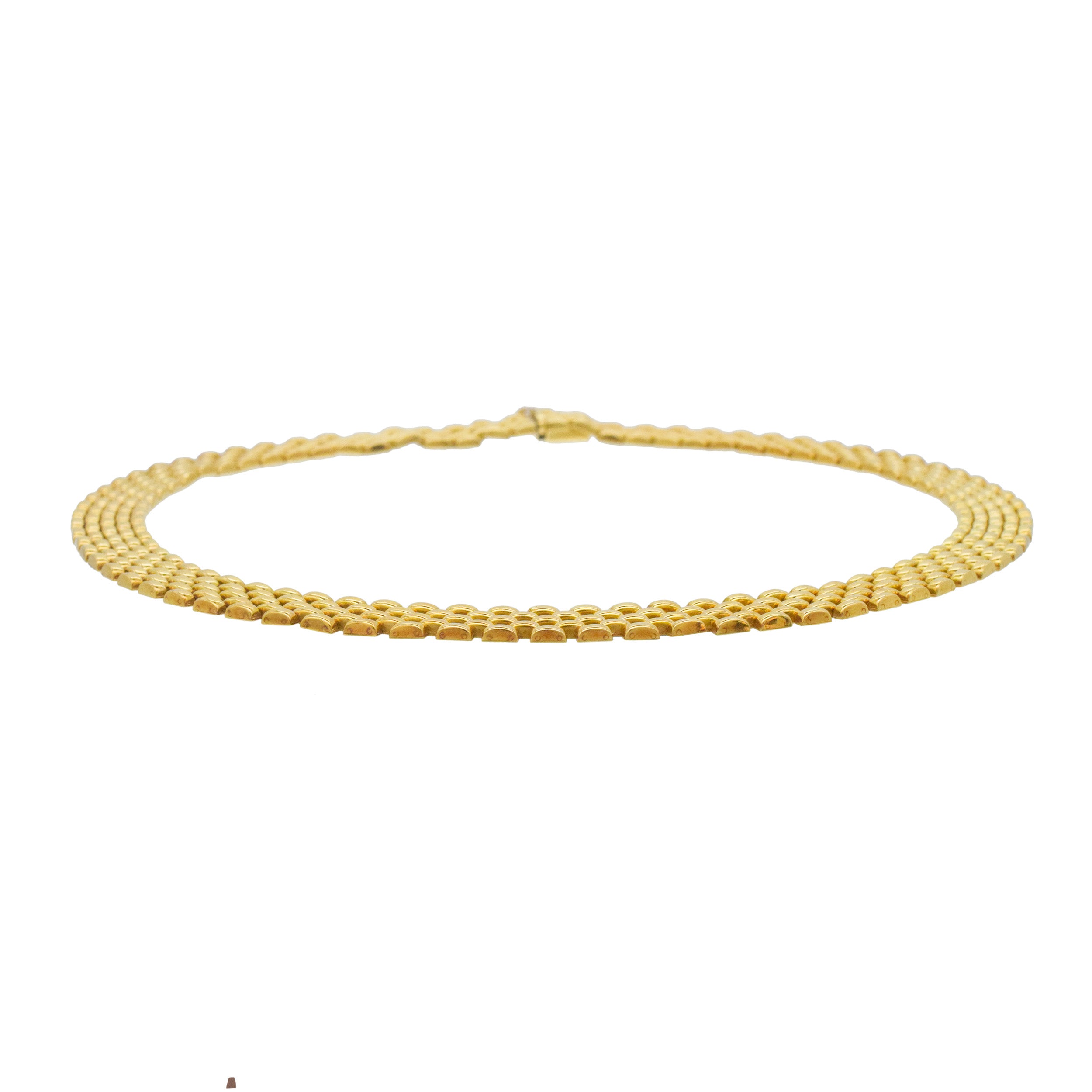 18K Yellow Gold 5-Row Panthere Link Style Necklace