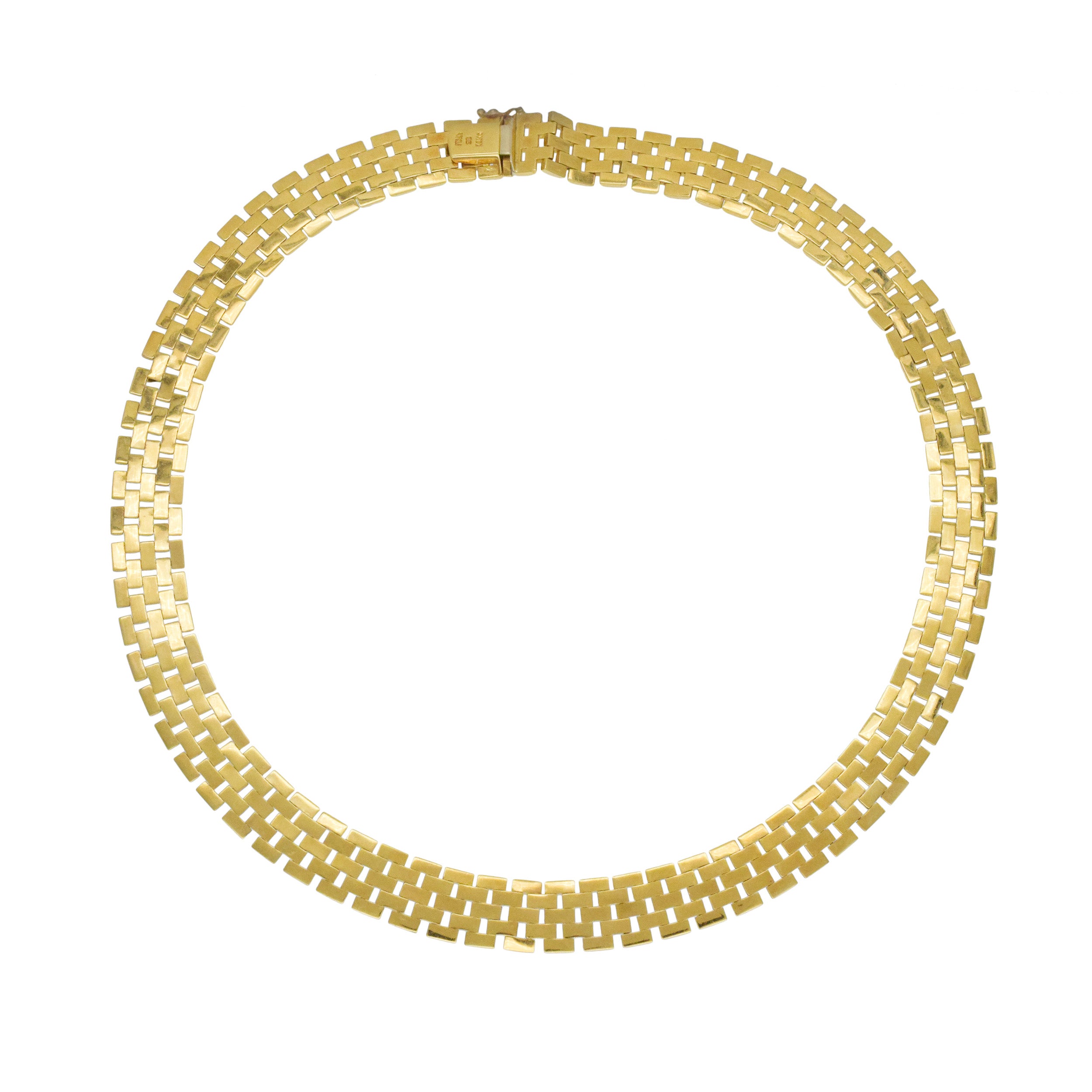 18K Yellow Gold 5-Row Panthere Link Style Necklace