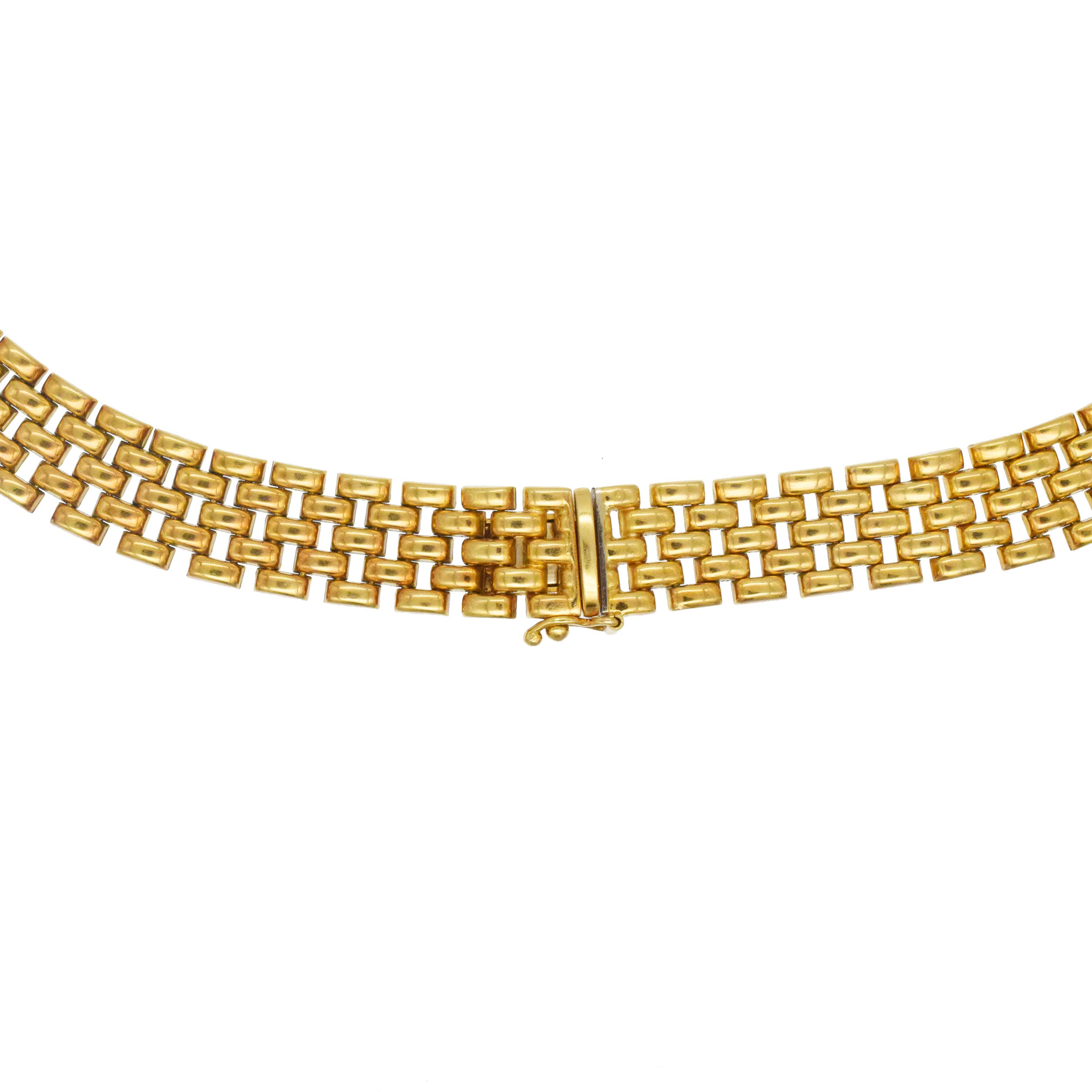 18K Yellow Gold 5-Row Panthere Link Style Necklace
