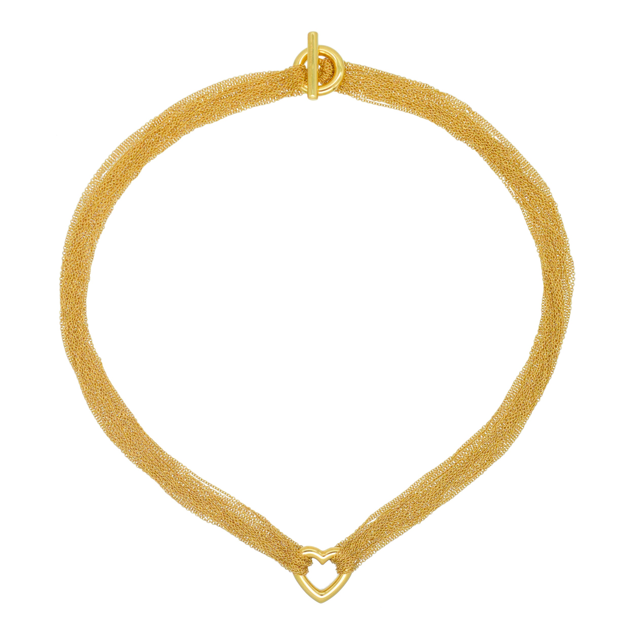 Tiffany & Co. Multi Strand Chain Heart Necklace And Bracelet Set In 18k Yellow Gold