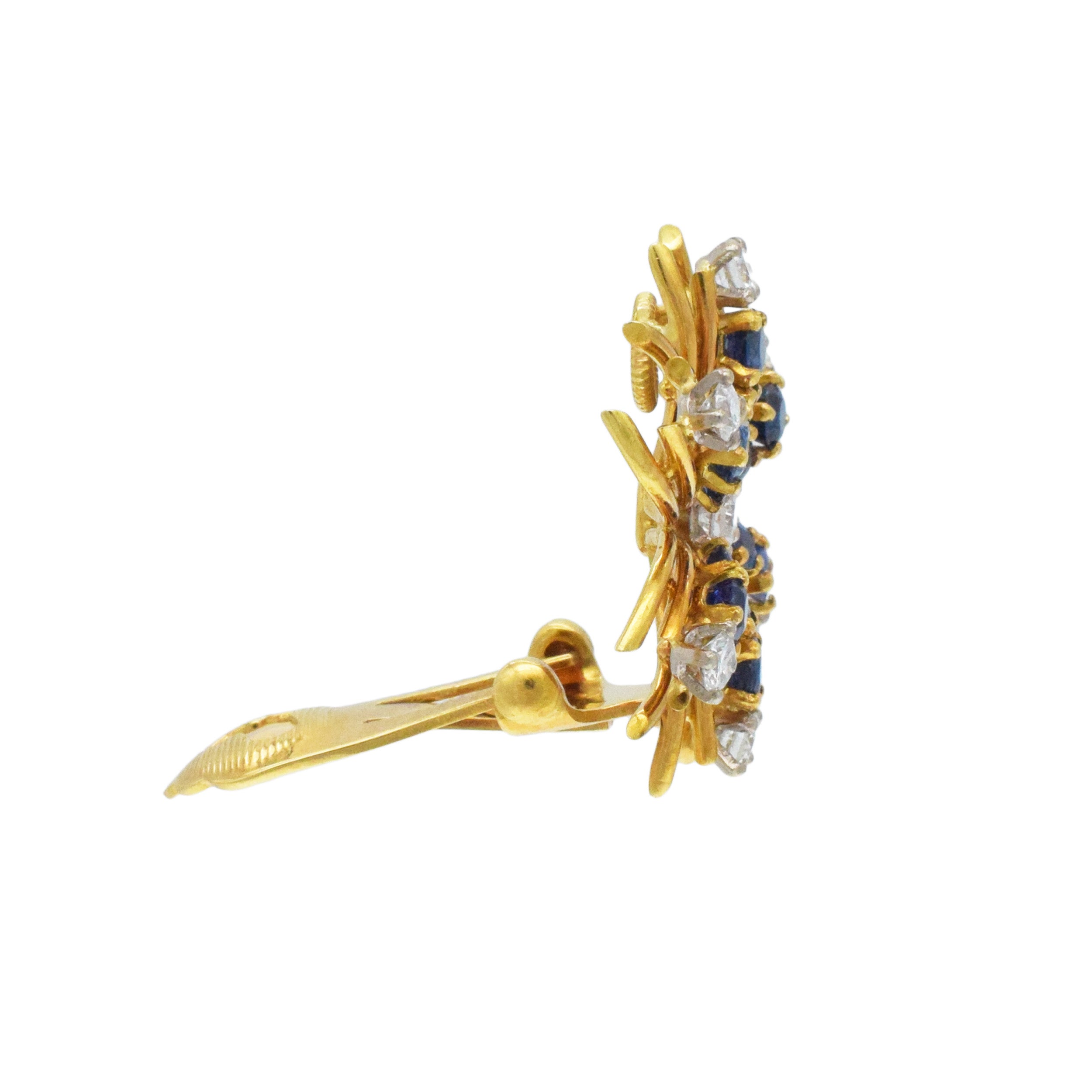 Van Cleef & Arpels Sapphire & Diamond Nature Inspired Earring & Necklace Suite In 18k Yellow Gold