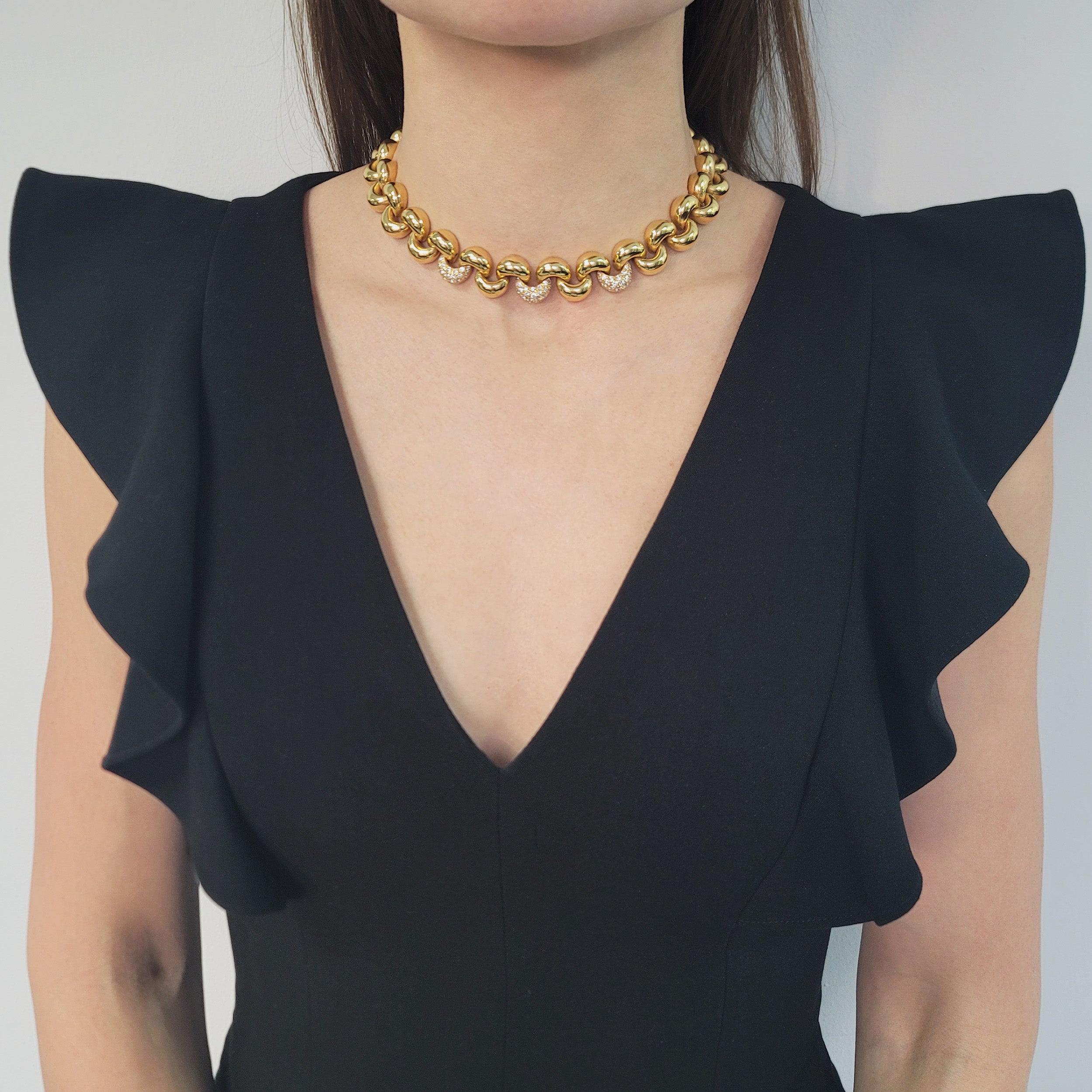 Diamond Choker Necklace In 18k Yellow Gold