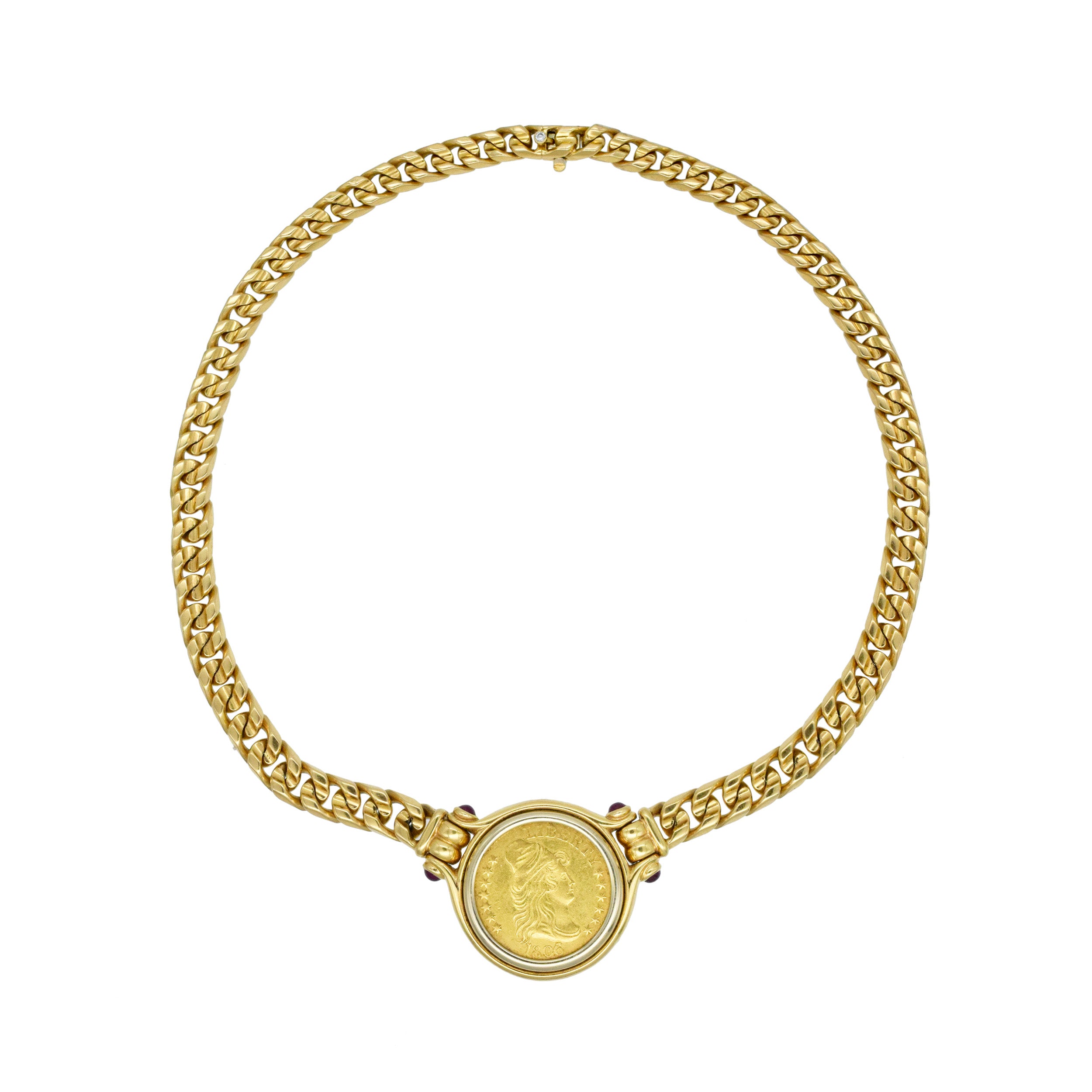 Bulgari ‘Monete’ American Gold Coin Necklace In 18K Yellow Gold