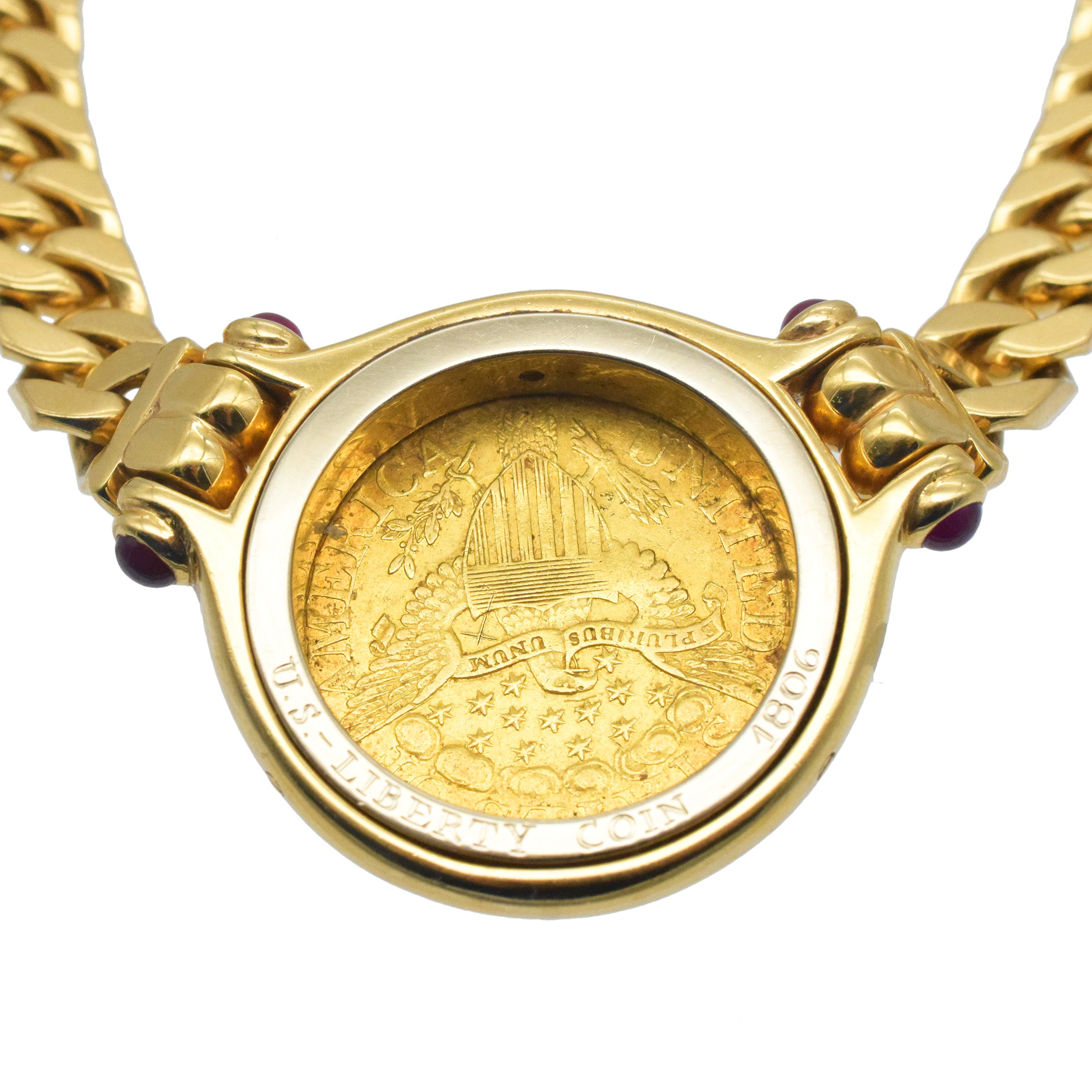 Bulgari ‘Monete’ American Gold Coin Necklace In 18K Yellow Gold