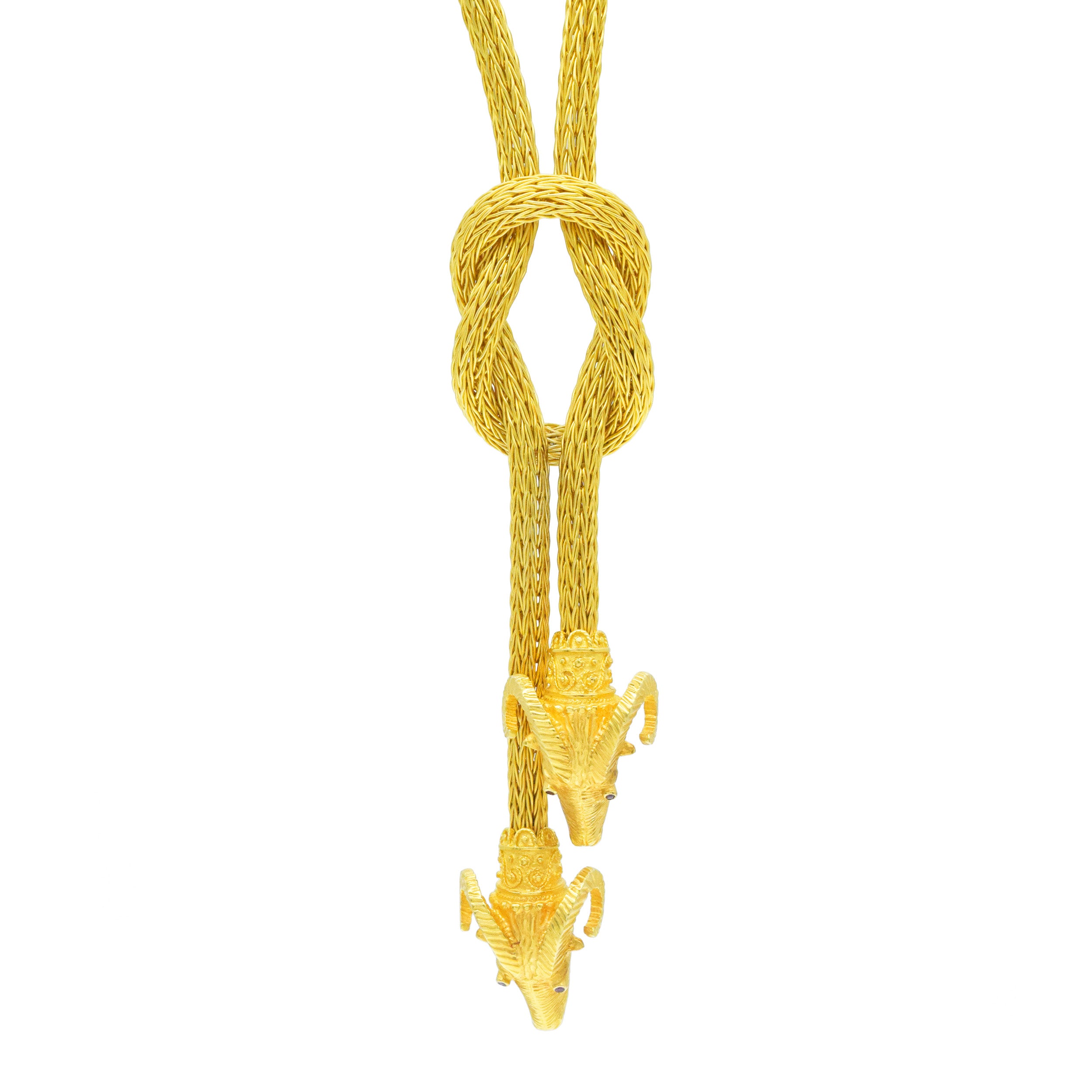 Ram Head Lariat Necklace In 18k Yellow Gold