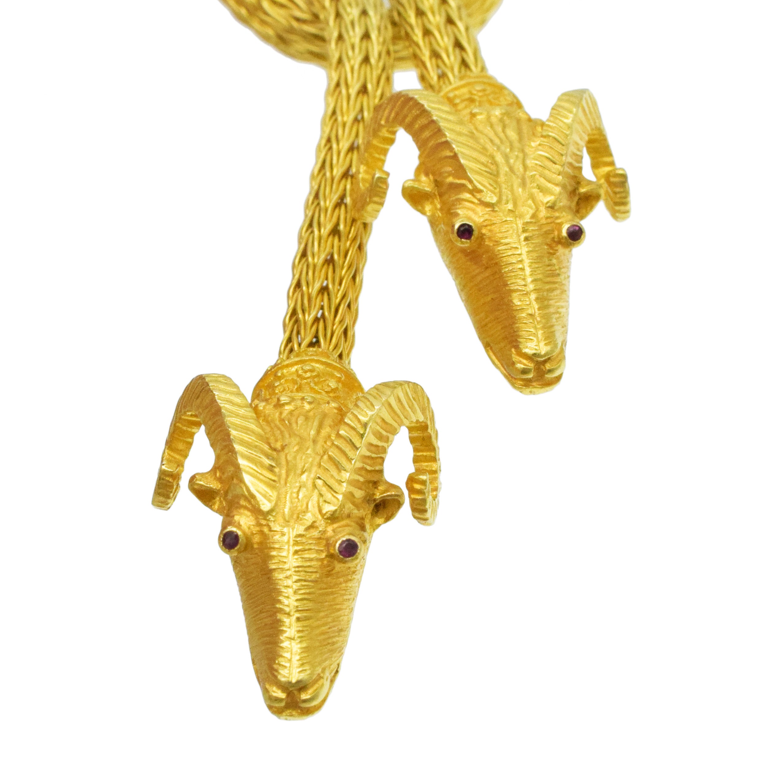 Ram Head Lariat Necklace In 18k Yellow Gold