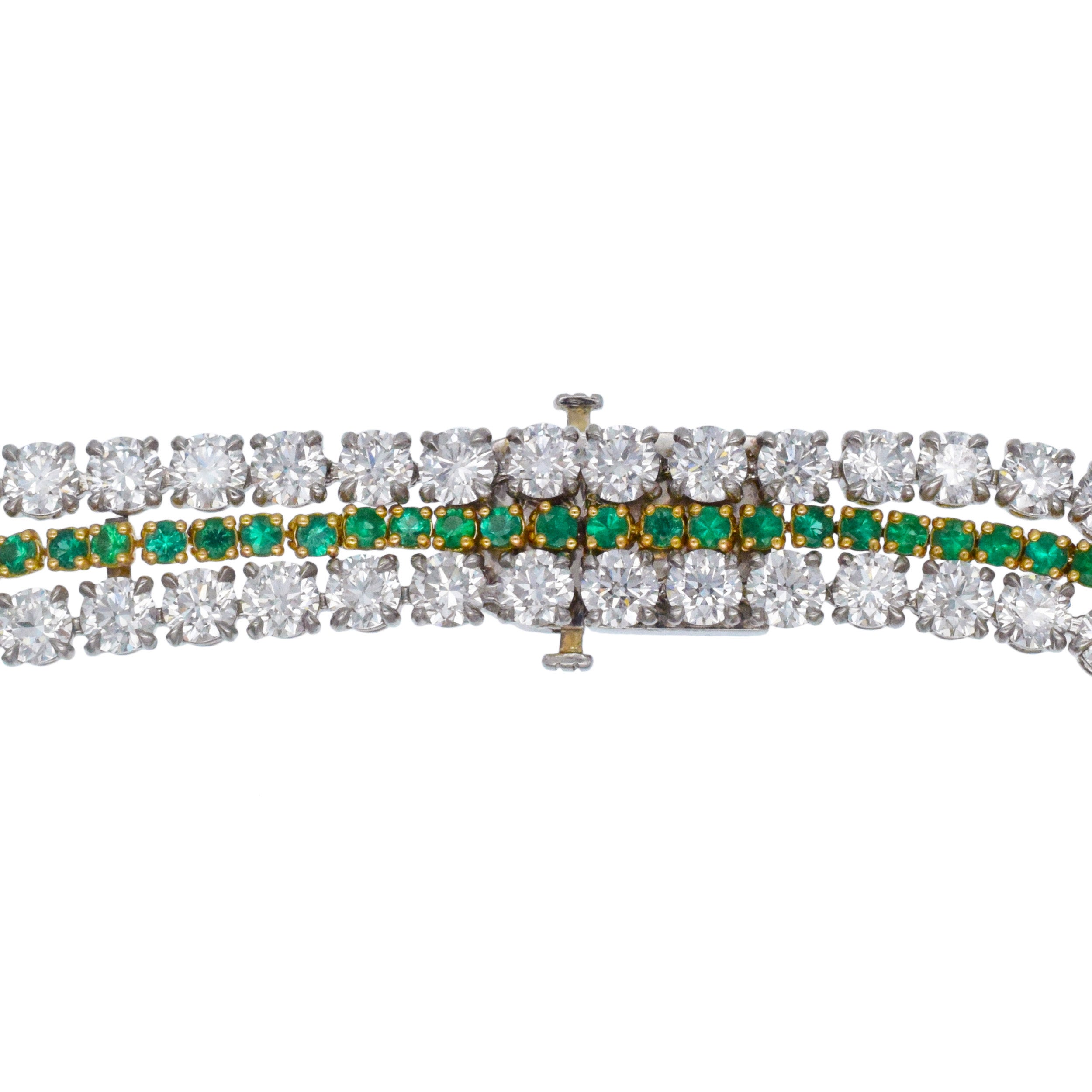 AGL Colombian Emerald And Diamond Statement Necklace In Platinum And 18k Yellow Gold