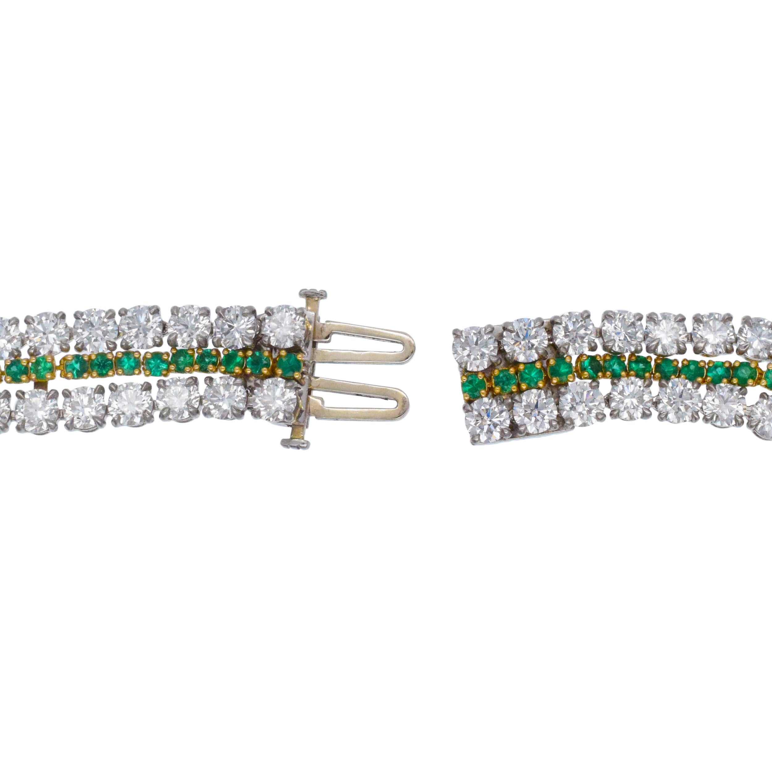 AGL Colombian Emerald And Diamond Statement Necklace In Platinum And 18k Yellow Gold