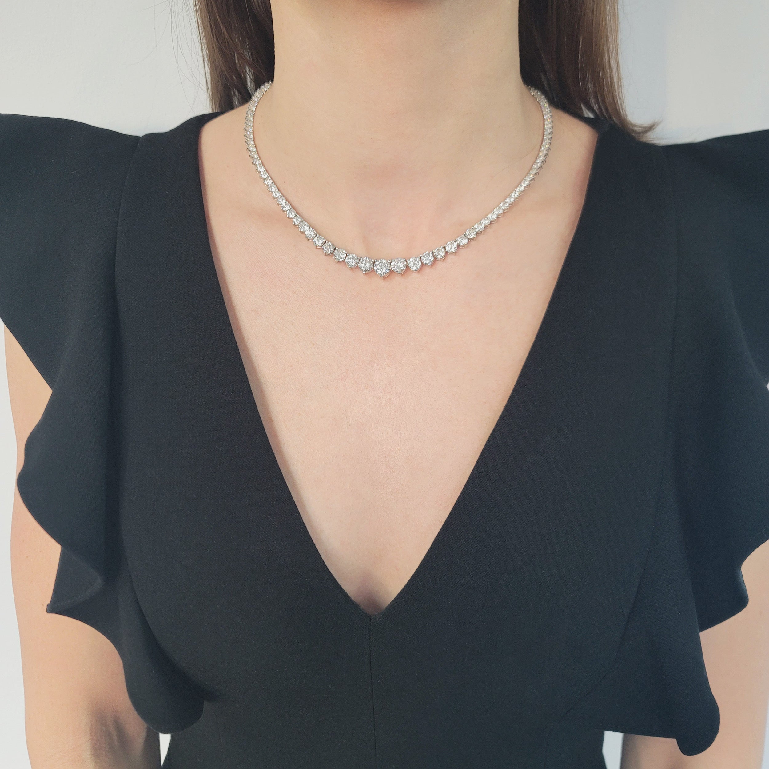 21.50ct Diamond Riviera Necklace In 14k White Gold