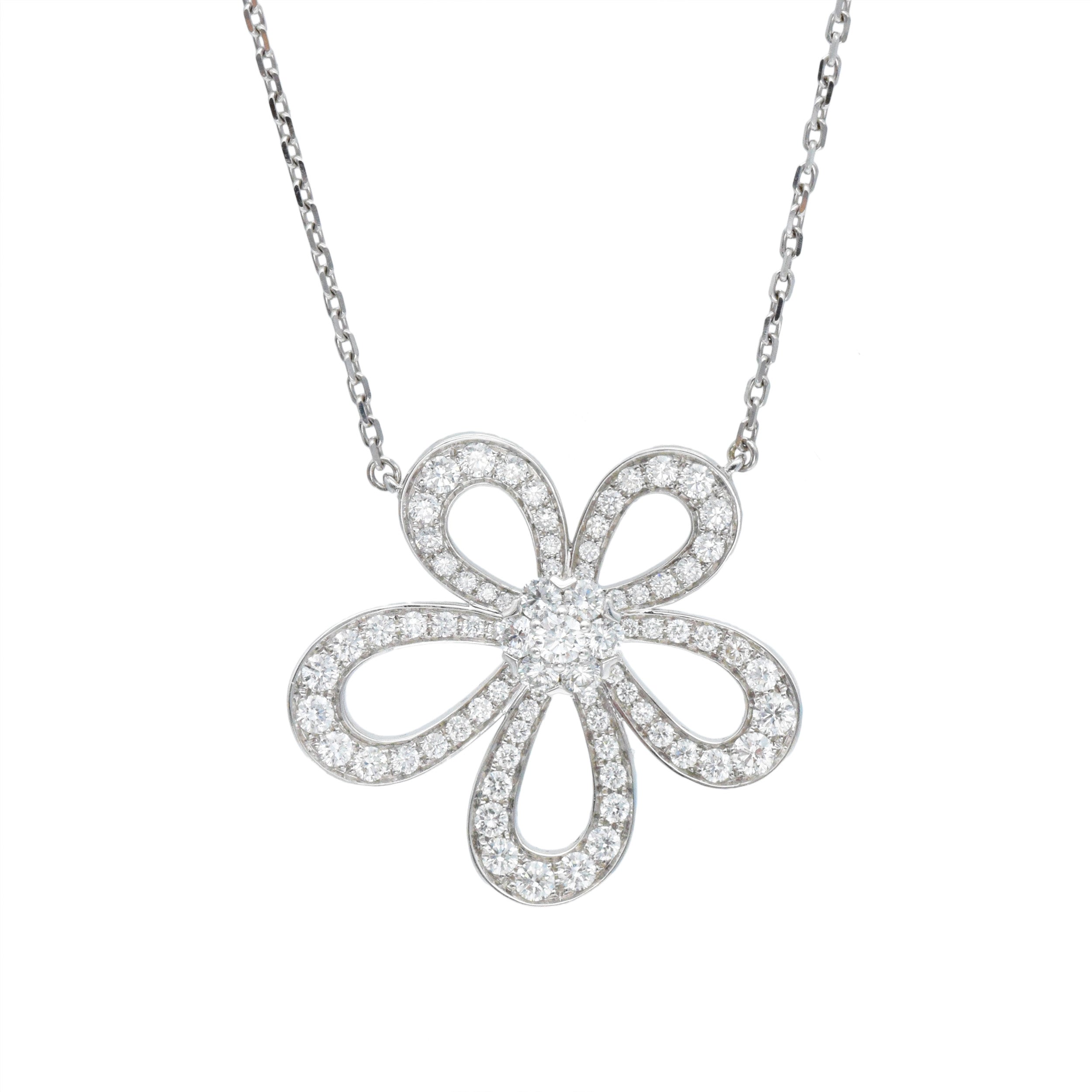 Van Cleef & Arpels Diamond Flowerlace Pendant In 18k White Gold