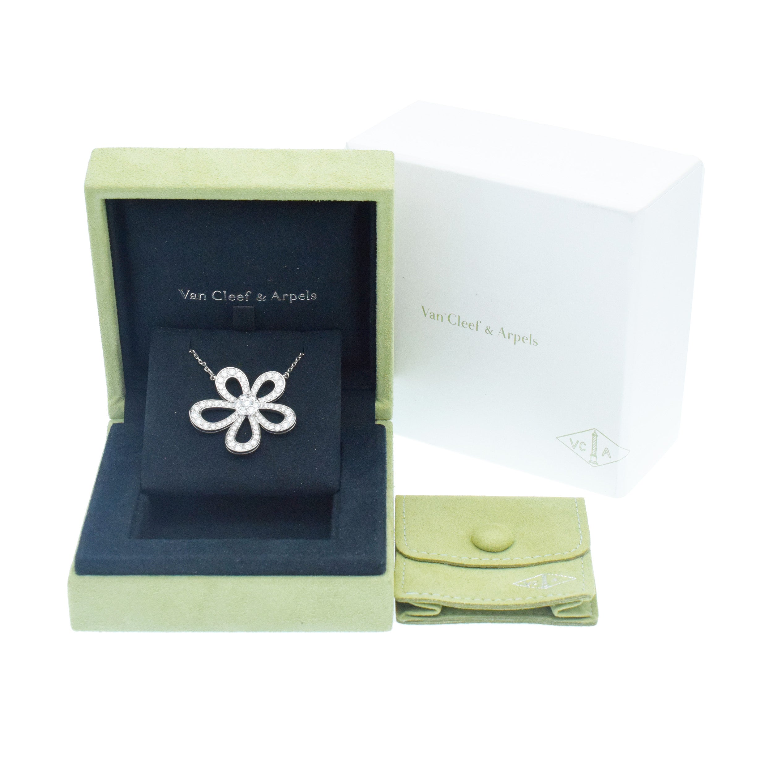 Van Cleef & Arpels Diamond Flowerlace Pendant In 18k White Gold