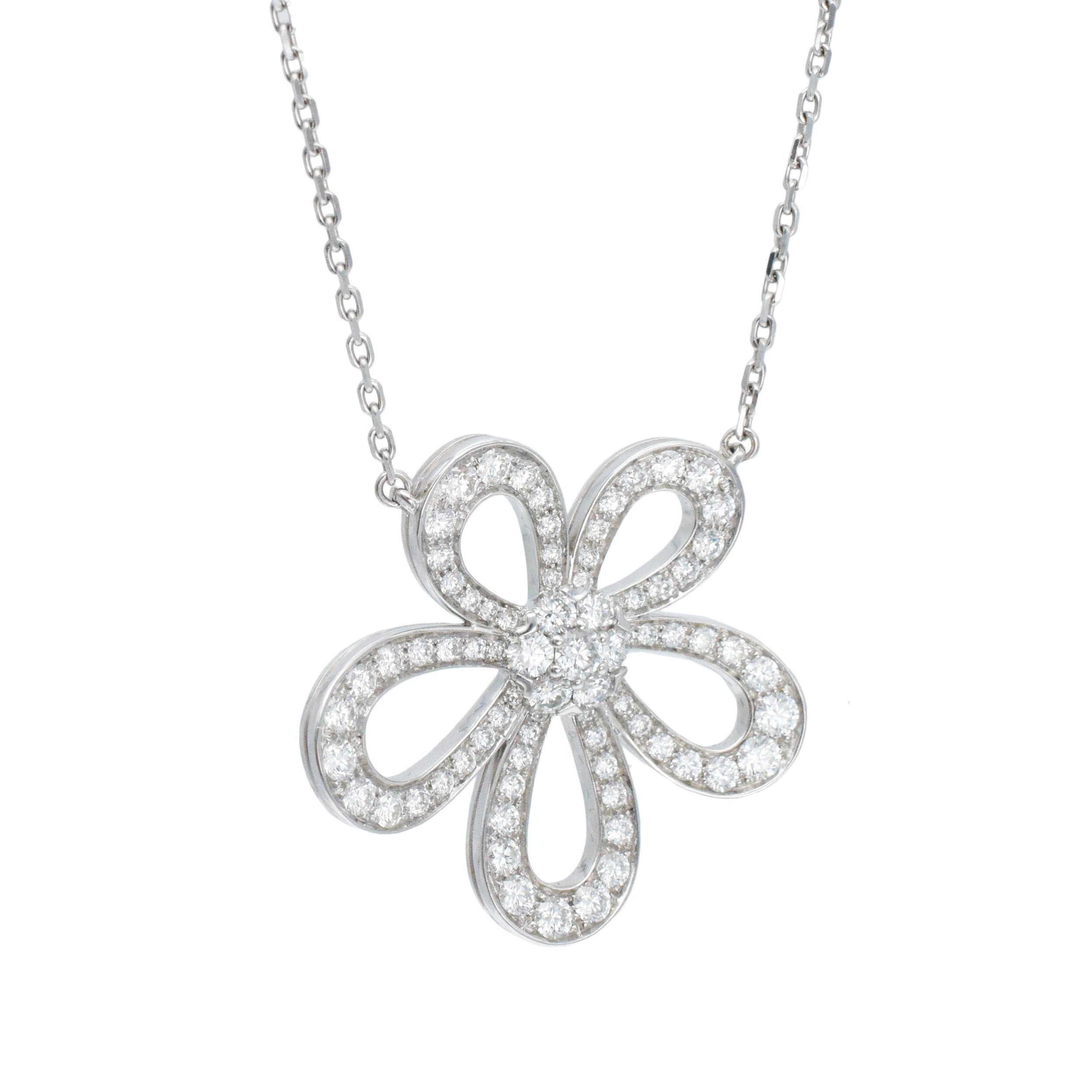 Van Cleef & Arpels Diamond Flowerlace Pendant In 18k White Gold