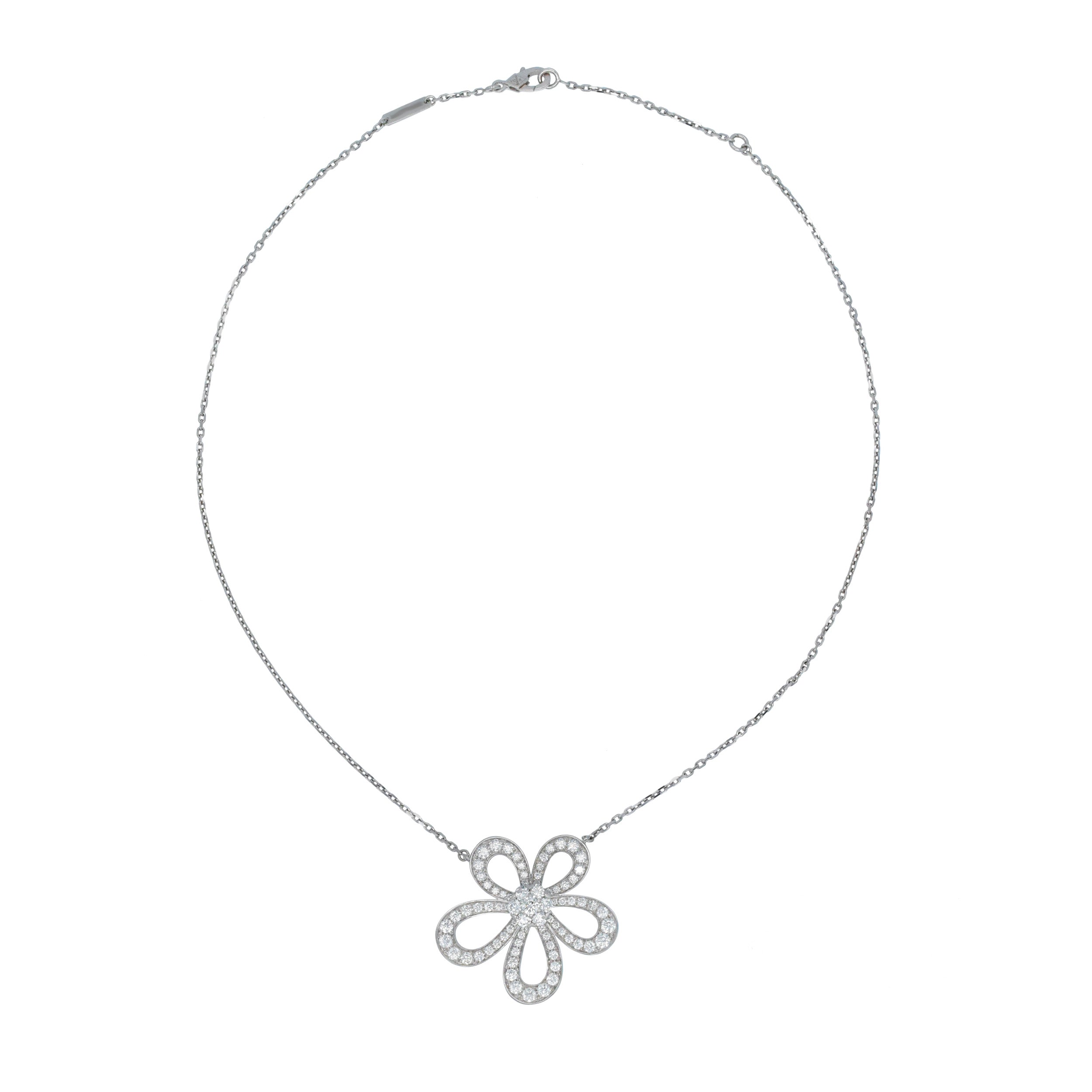 Van Cleef & Arpels Diamond Flowerlace Pendant In 18k White Gold