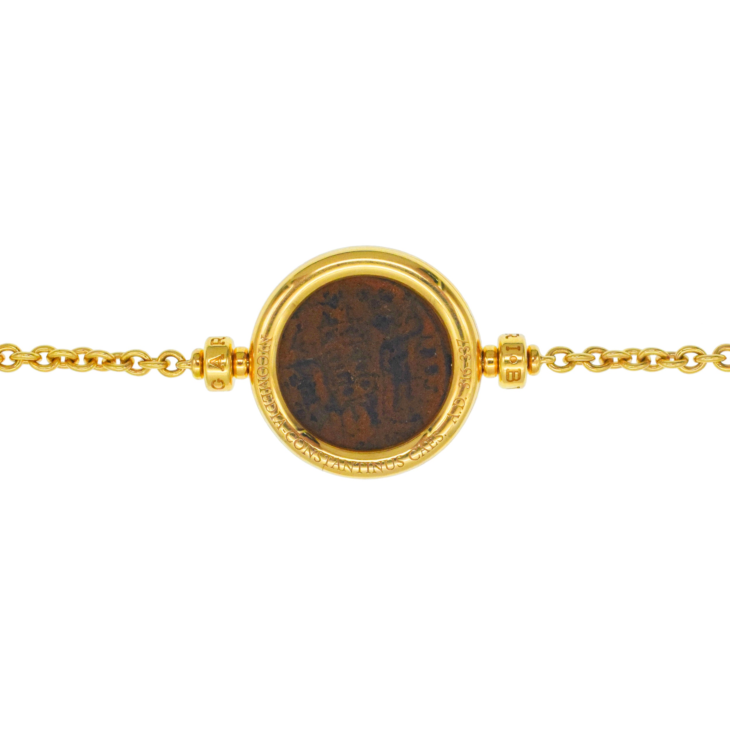 Bulgari Monete And Gold Bead Long Chain In 18k Yellow Gold