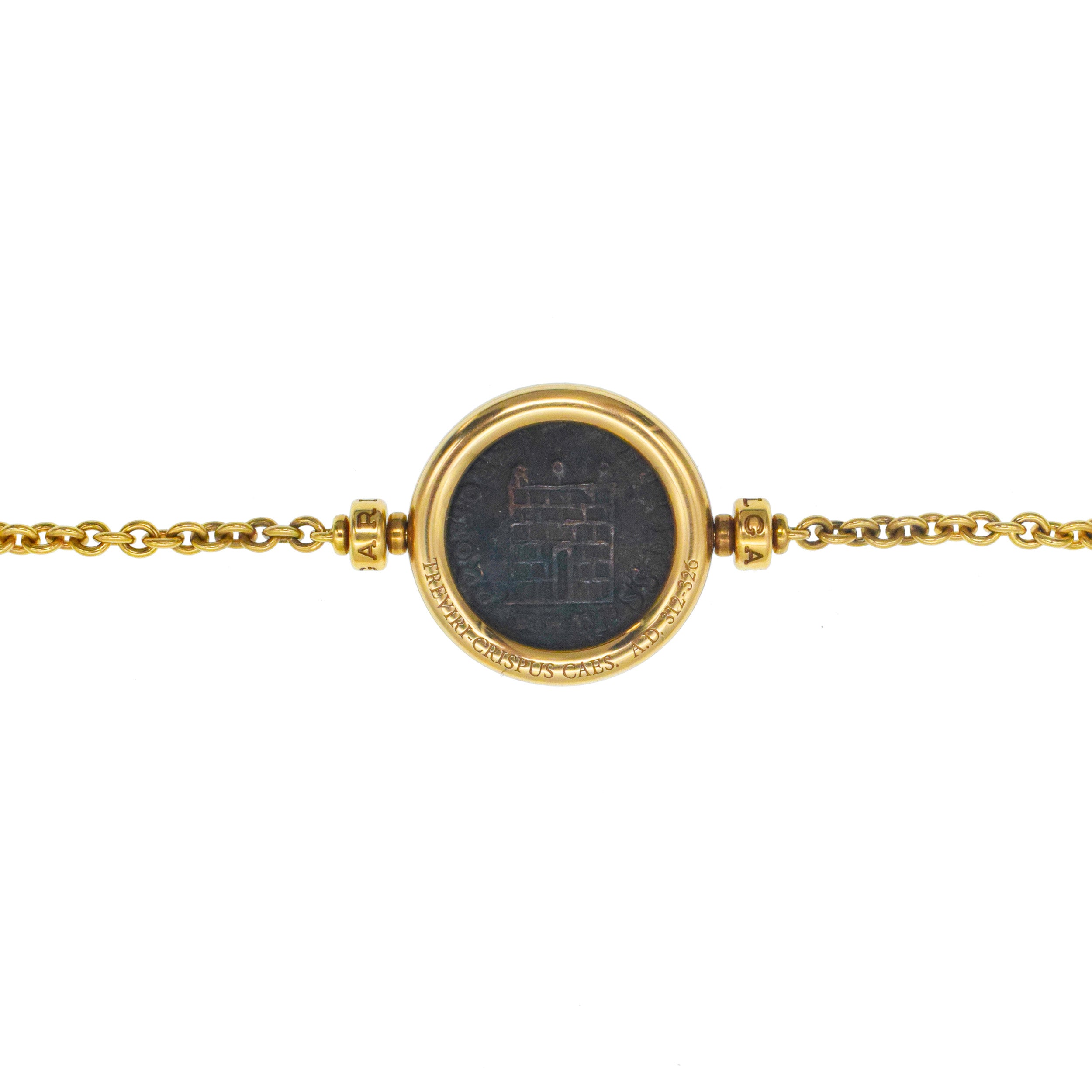Bulgari Monete And Gold Bead Long Chain In 18k Yellow Gold