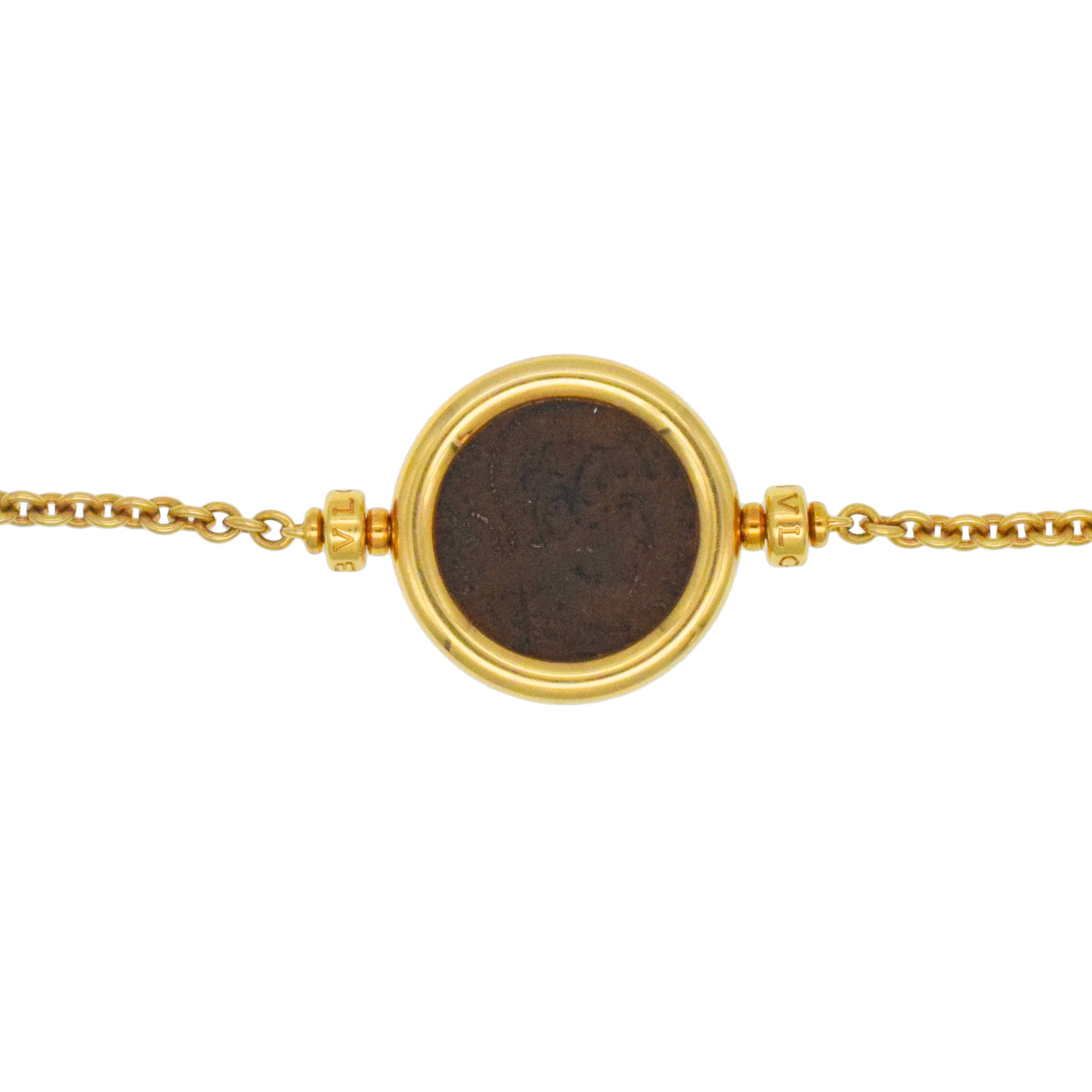 Bulgari Monete And Gold Bead Long Chain In 18k Yellow Gold