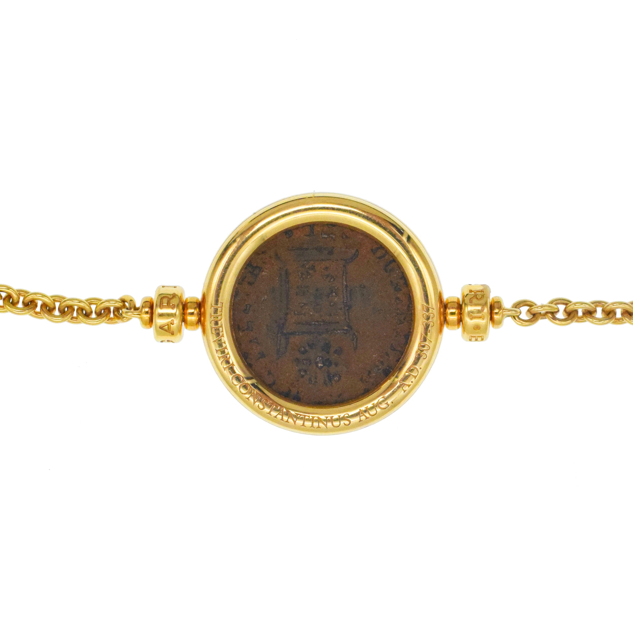 Bulgari Monete And Gold Bead Long Chain In 18k Yellow Gold