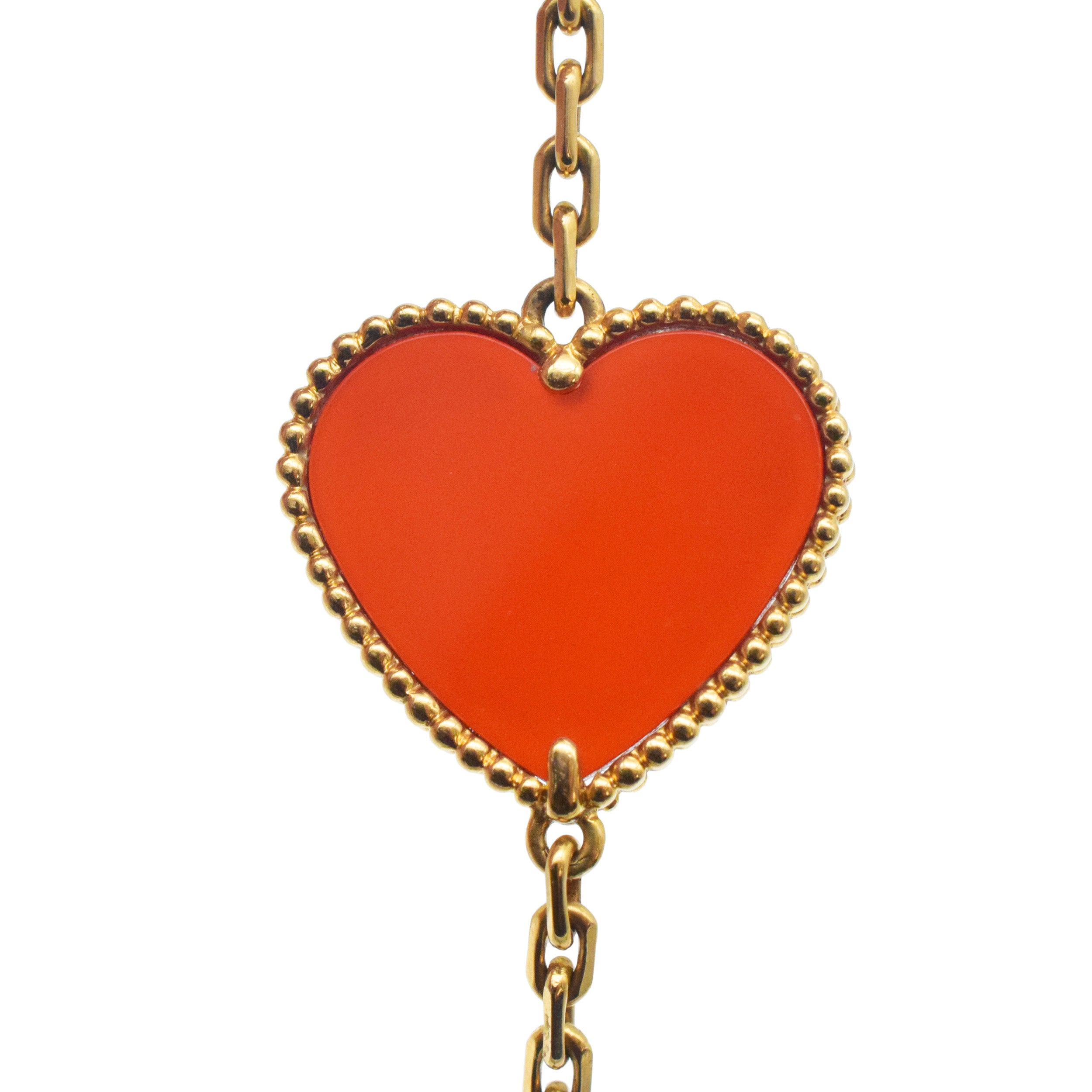 Van Cleef & Arpels Lucky Alhambra Multi Gemstone Long Chain Necklace In 18k Yellow Gold