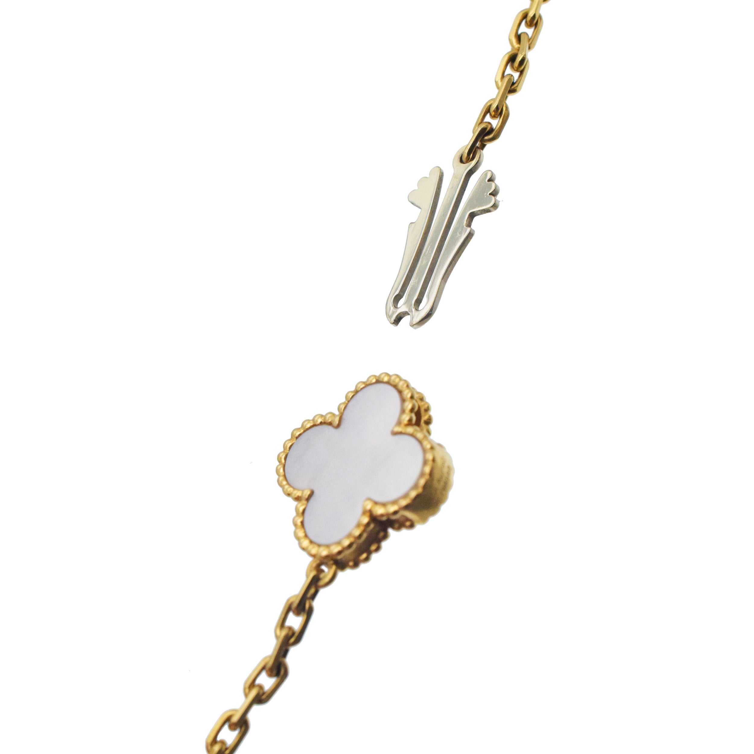 Van Cleef & Arpels Lucky Alhambra Multi Gemstone Long Chain Necklace In 18k Yellow Gold