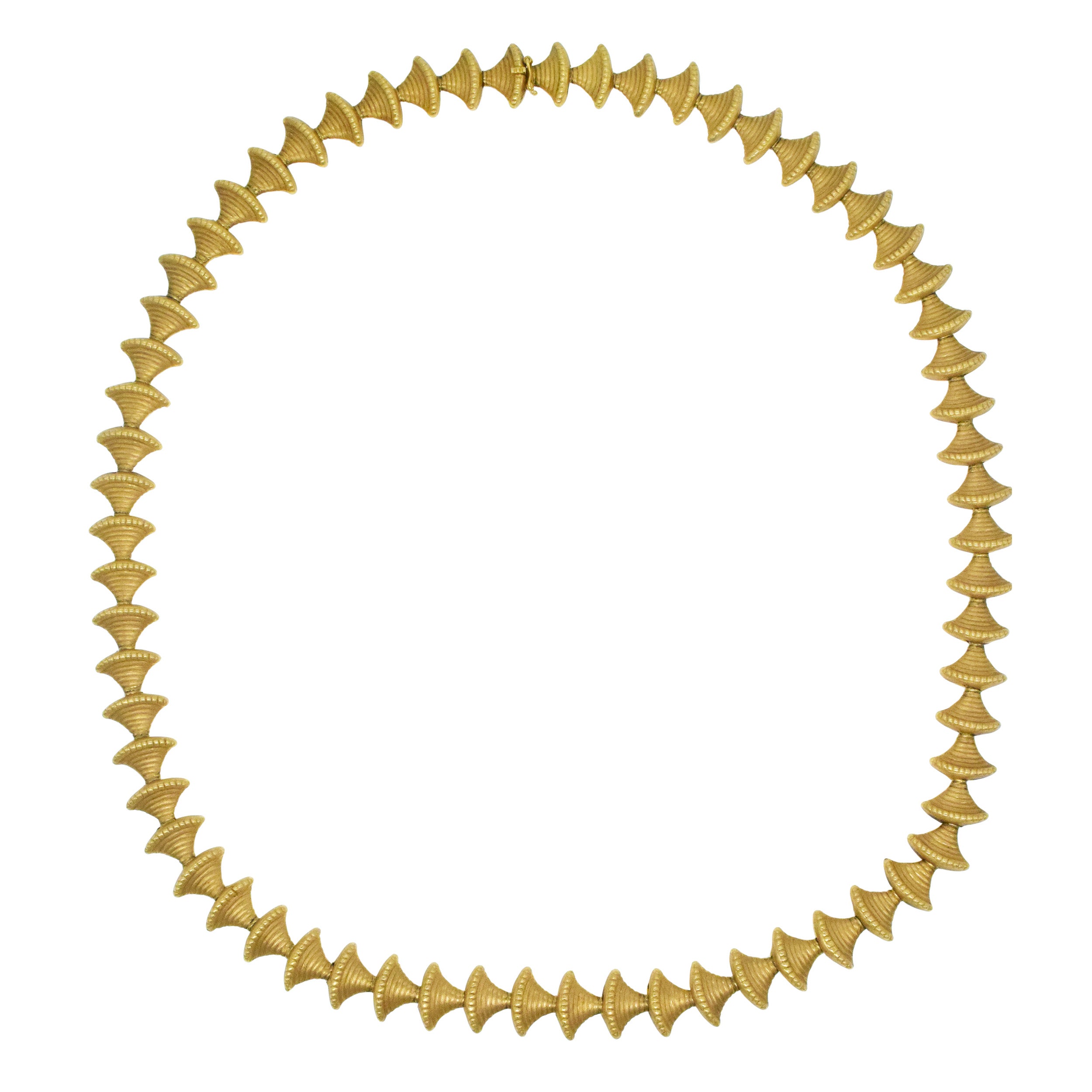 Double Sided 18k Yellow Gold Bell Link Long Necklace