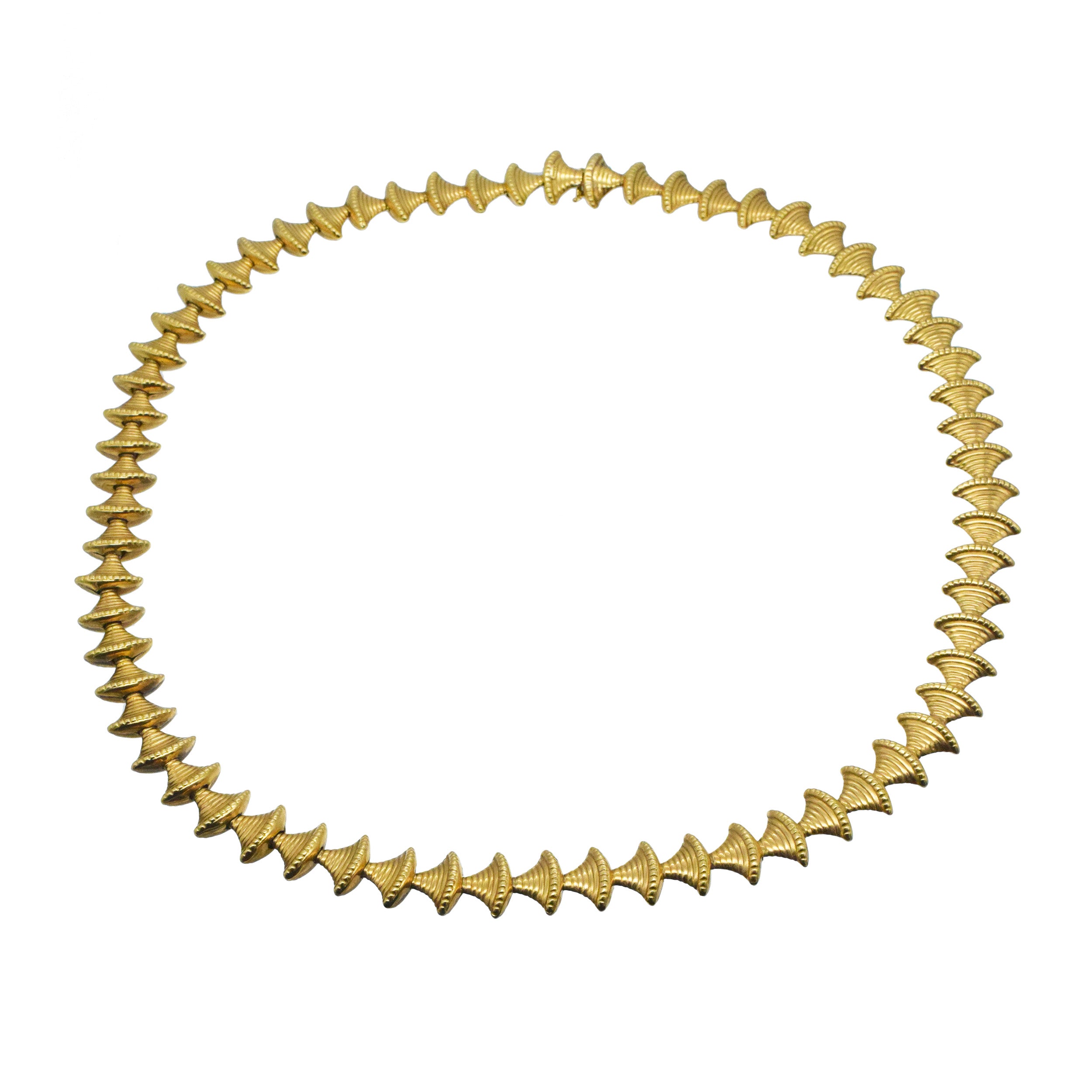 Double Sided 18k Yellow Gold Bell Link Long Necklace