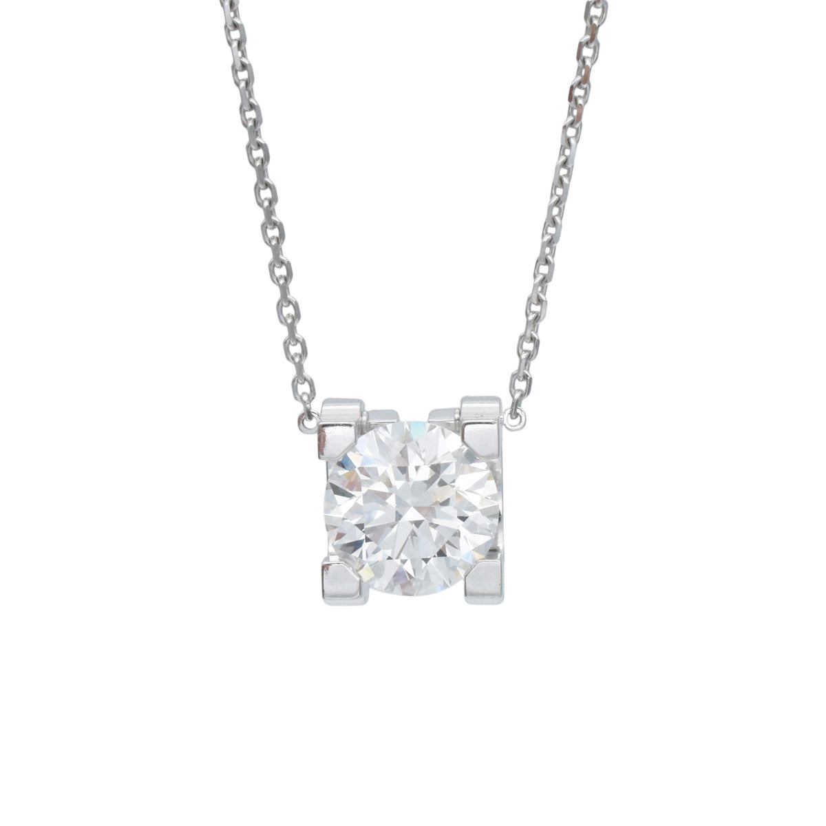 C de Cartier signature setting diamond solitaire necklace