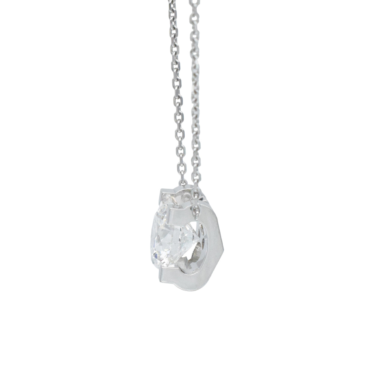 C de Cartier signature setting diamond solitaire necklace