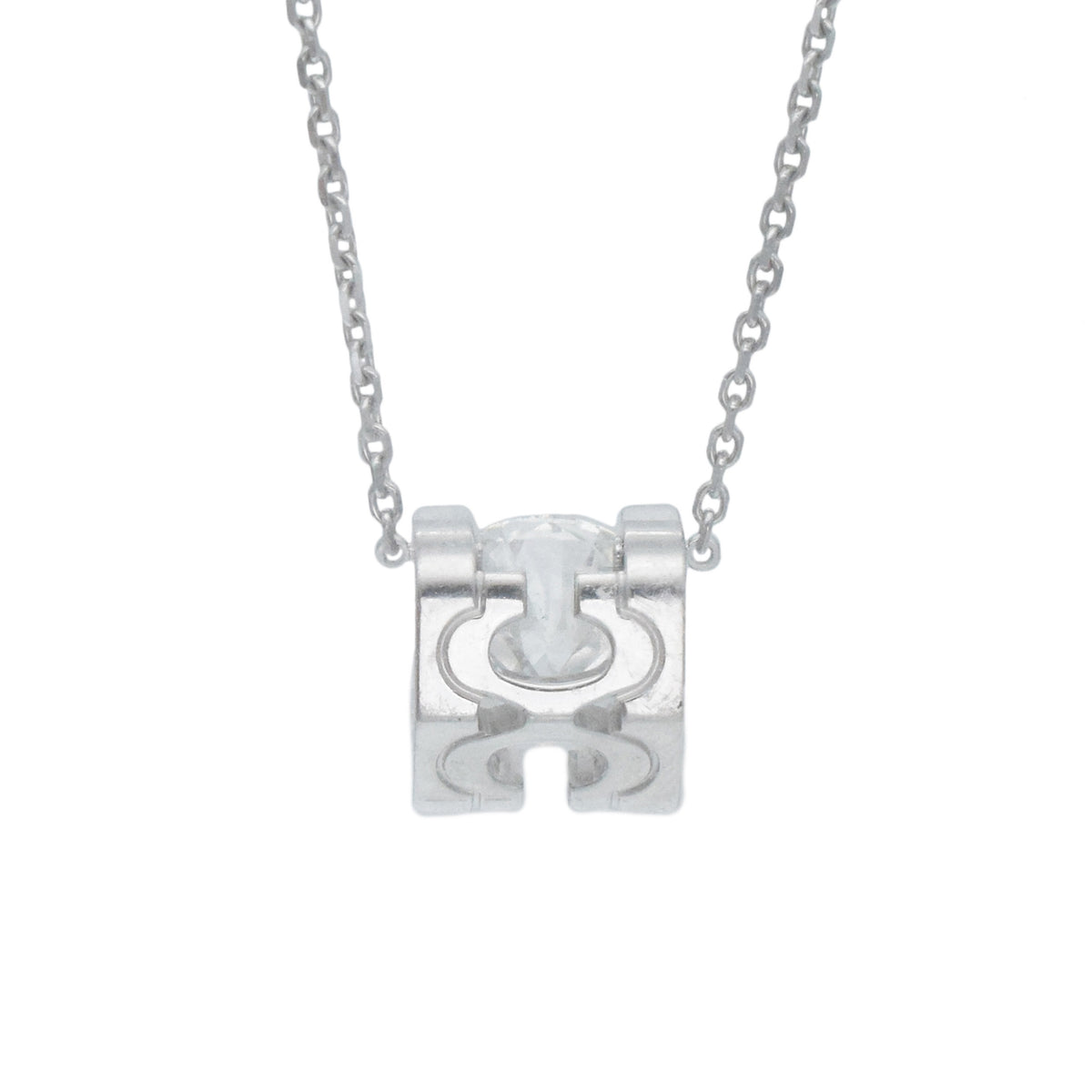 C de Cartier signature setting diamond solitaire necklace