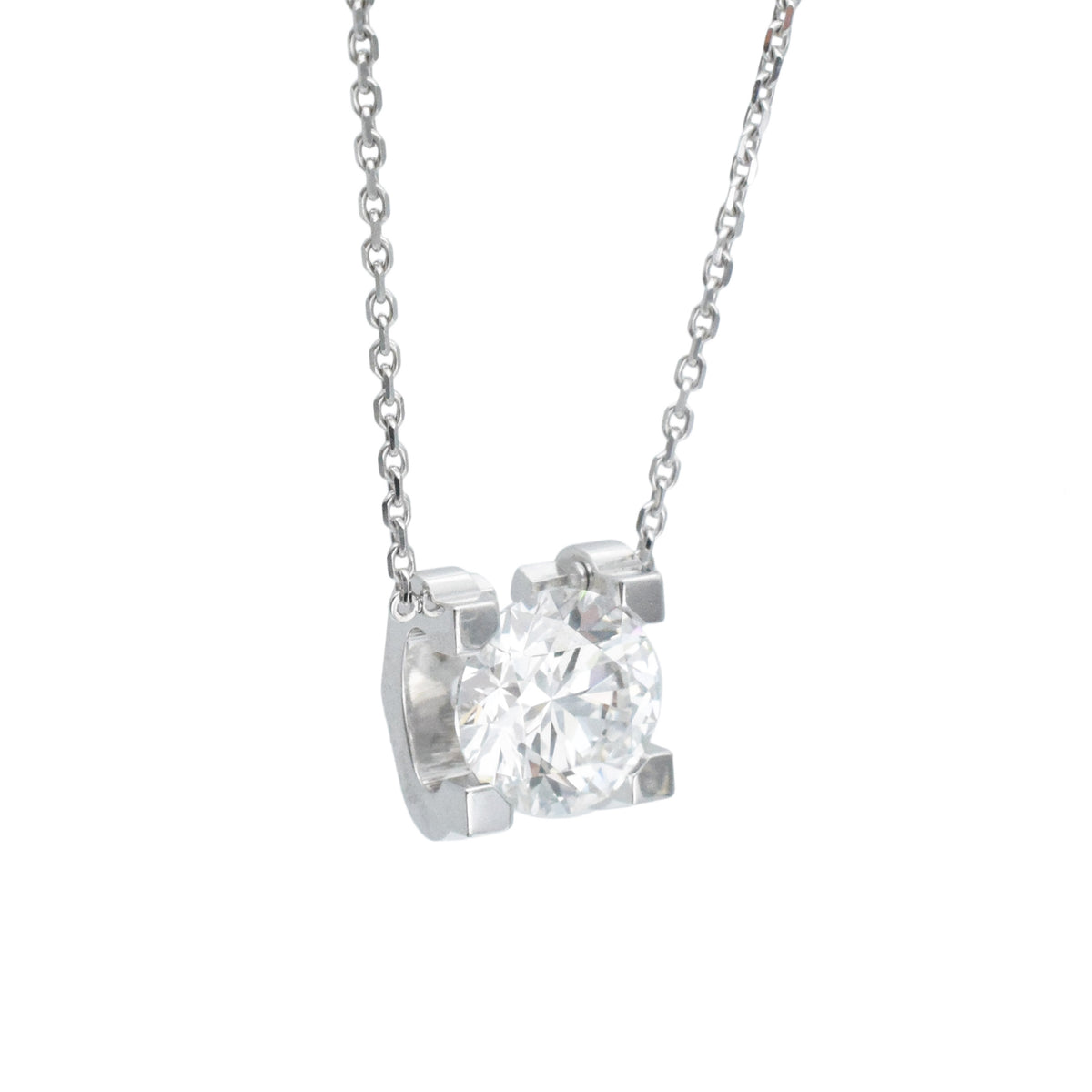 C de Cartier signature setting diamond solitaire necklace