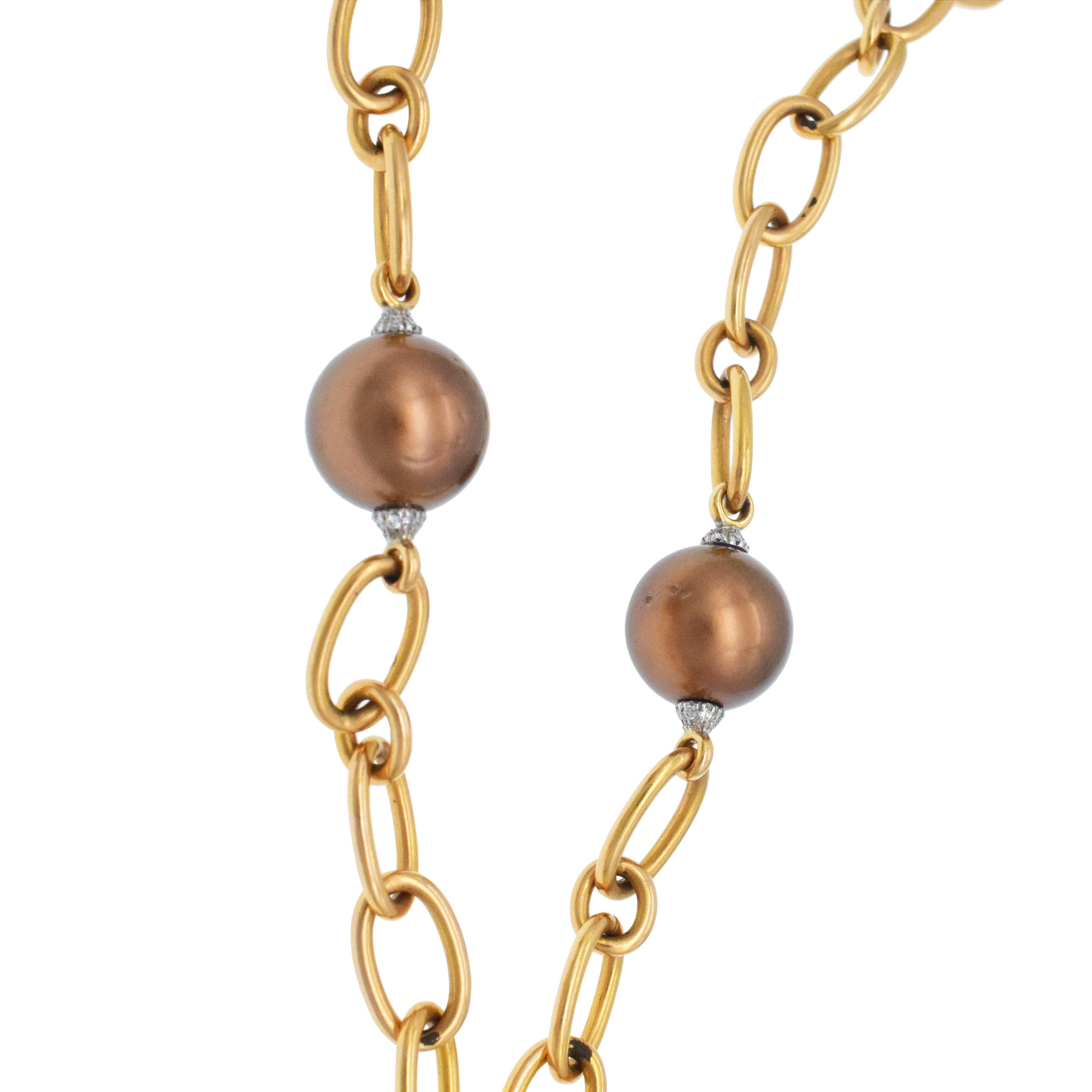 Crivelli Multi-Way pearl and diamond multi - way necklace / waist chain in 18k rose gold