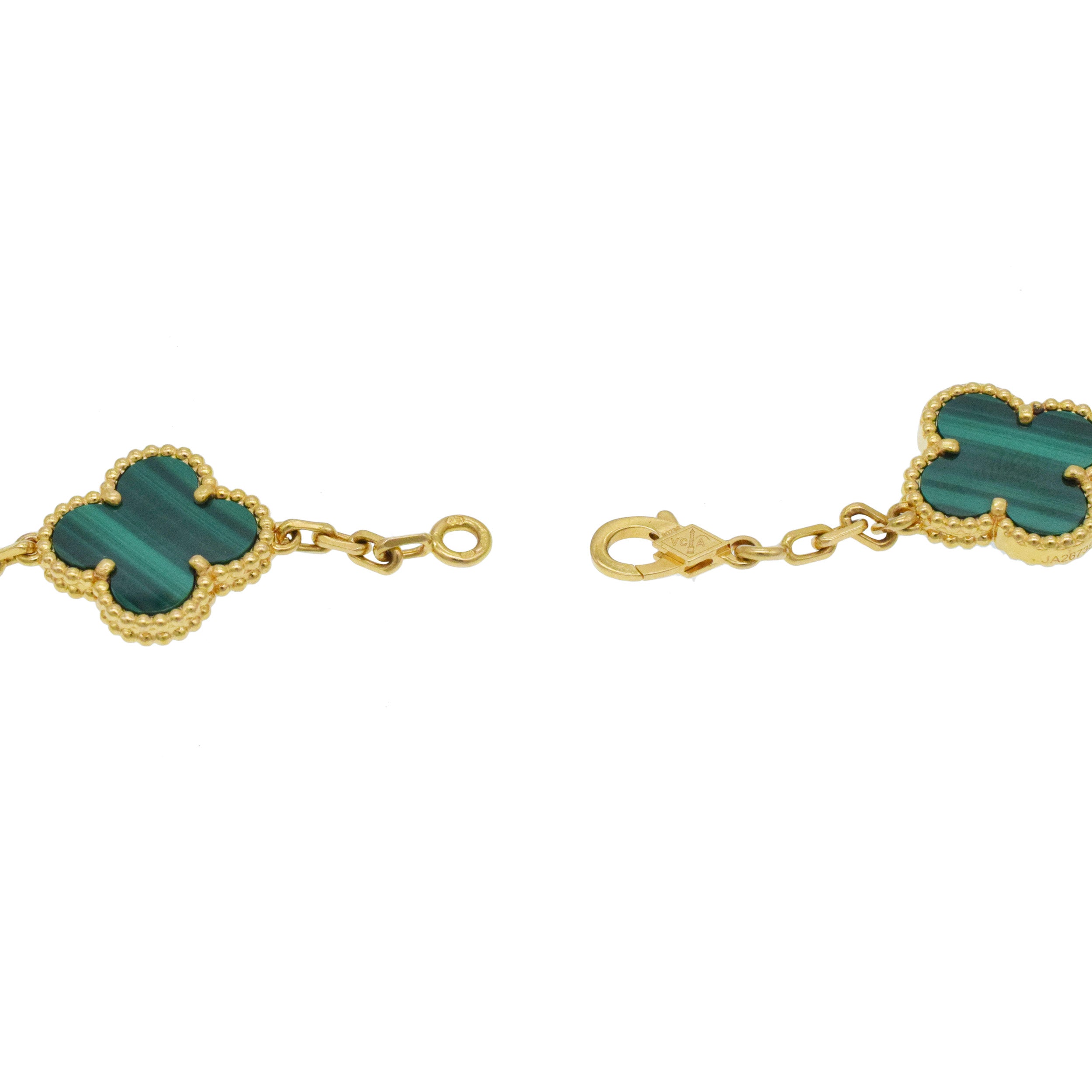 Van Cleef & Arpels 20-Motif Malachite Vintage Alhambra Necklace in 18k Yellow Gold