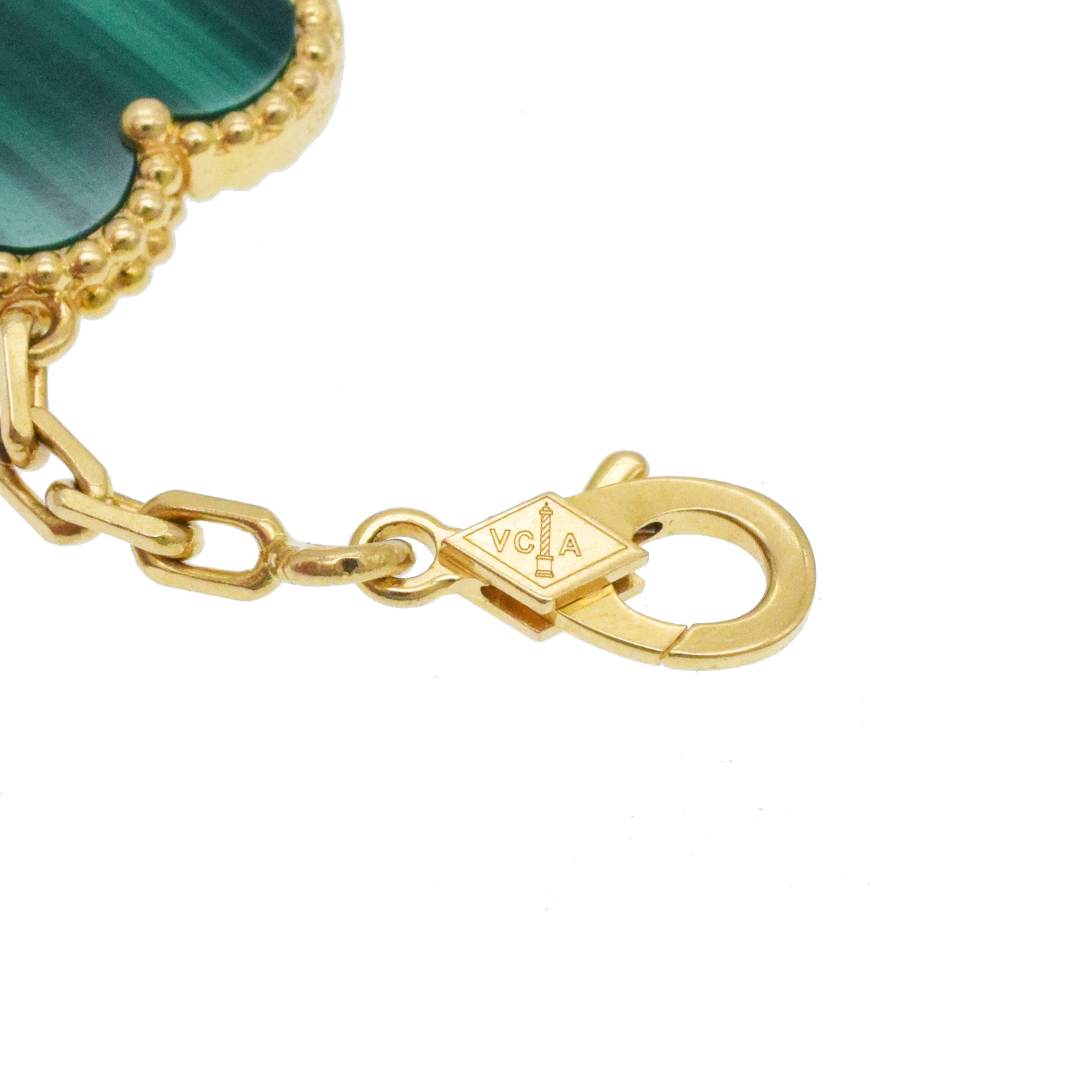 Van Cleef & Arpels 20-Motif Malachite Vintage Alhambra Necklace in 18k Yellow Gold