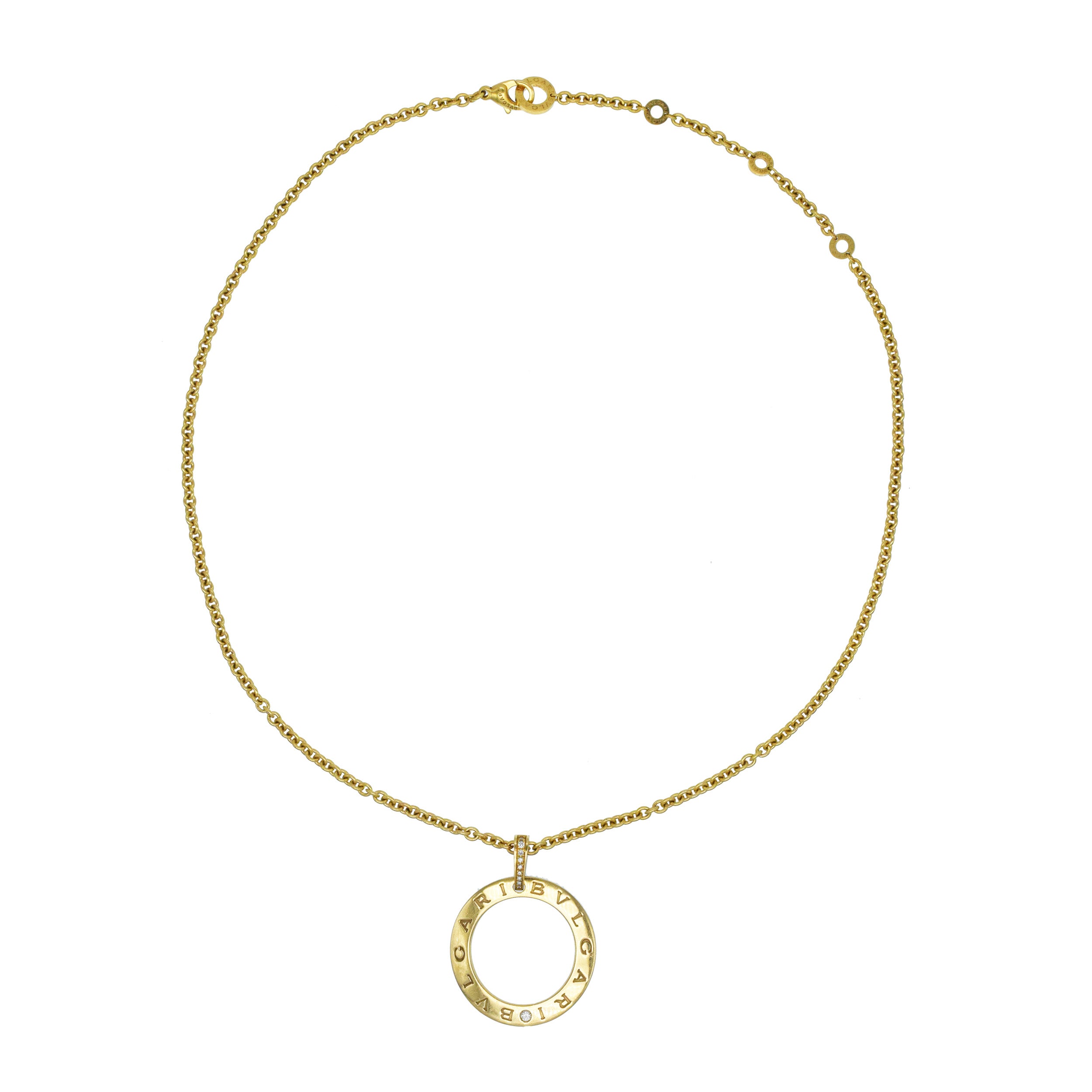 Bulgari 18k Yellow Gold And Diamond Circle Pendant