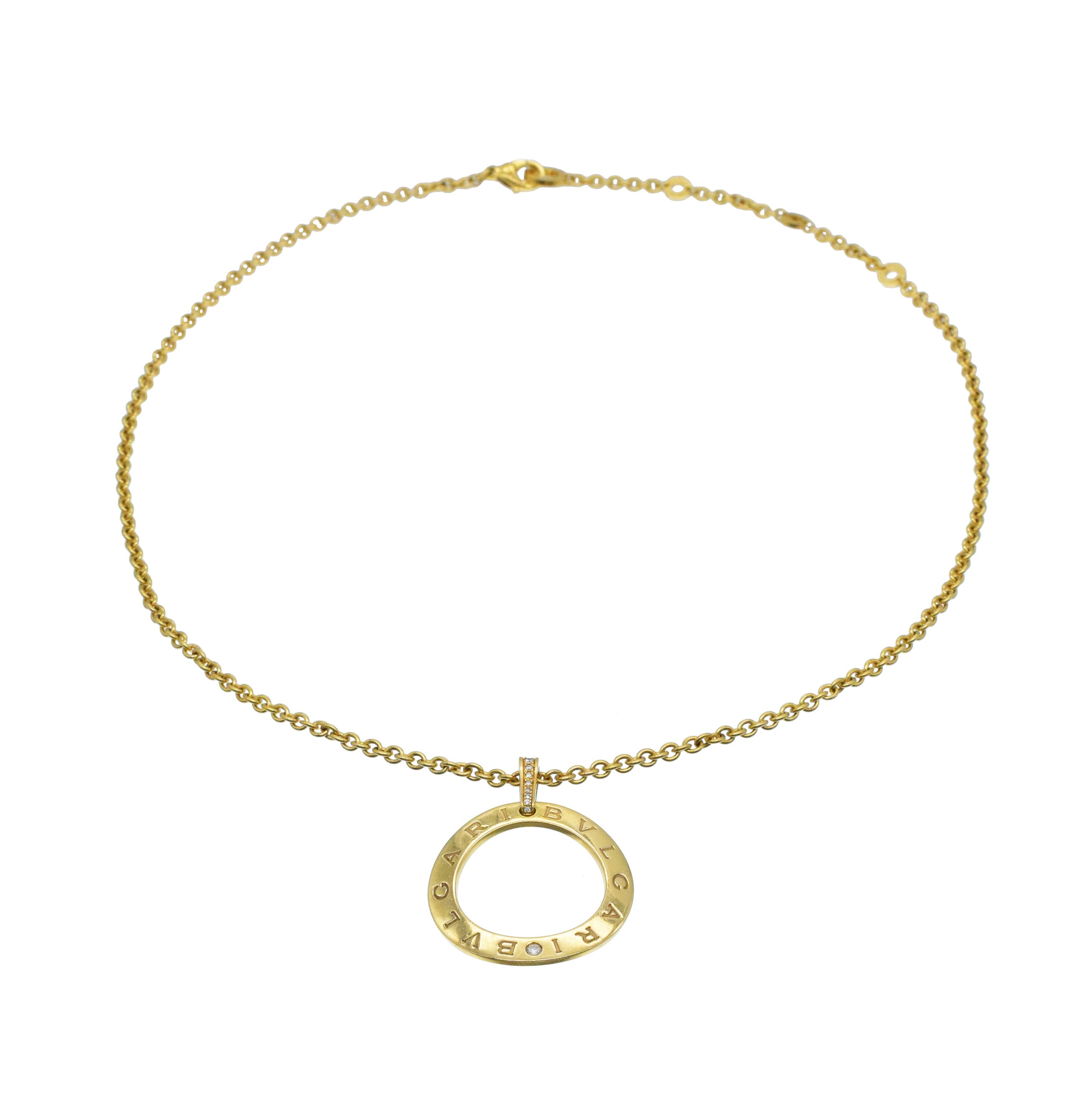 Bulgari 18k Yellow Gold And Diamond Circle Pendant