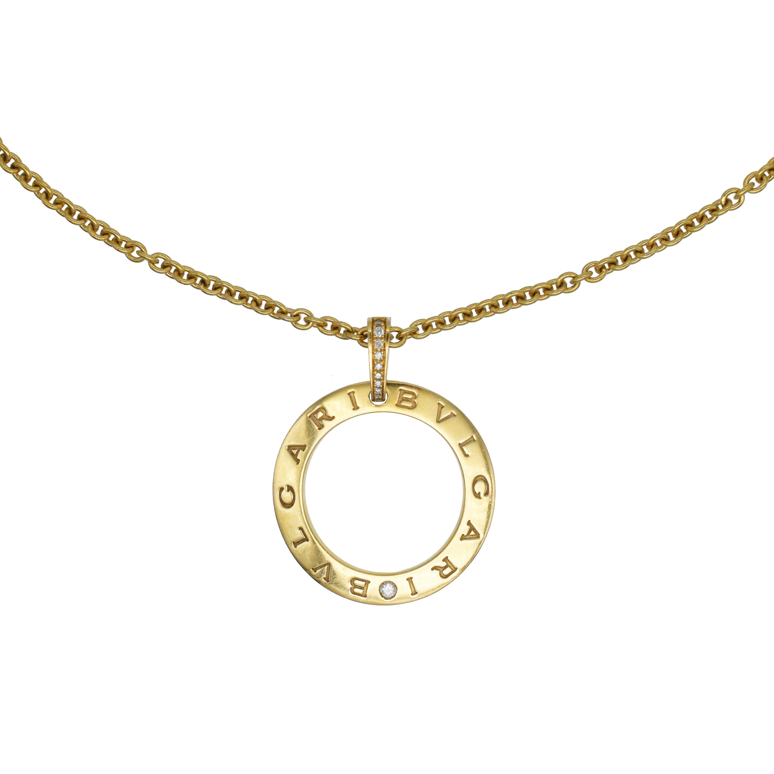 Bulgari 18k Yellow Gold And Diamond Circle Pendant