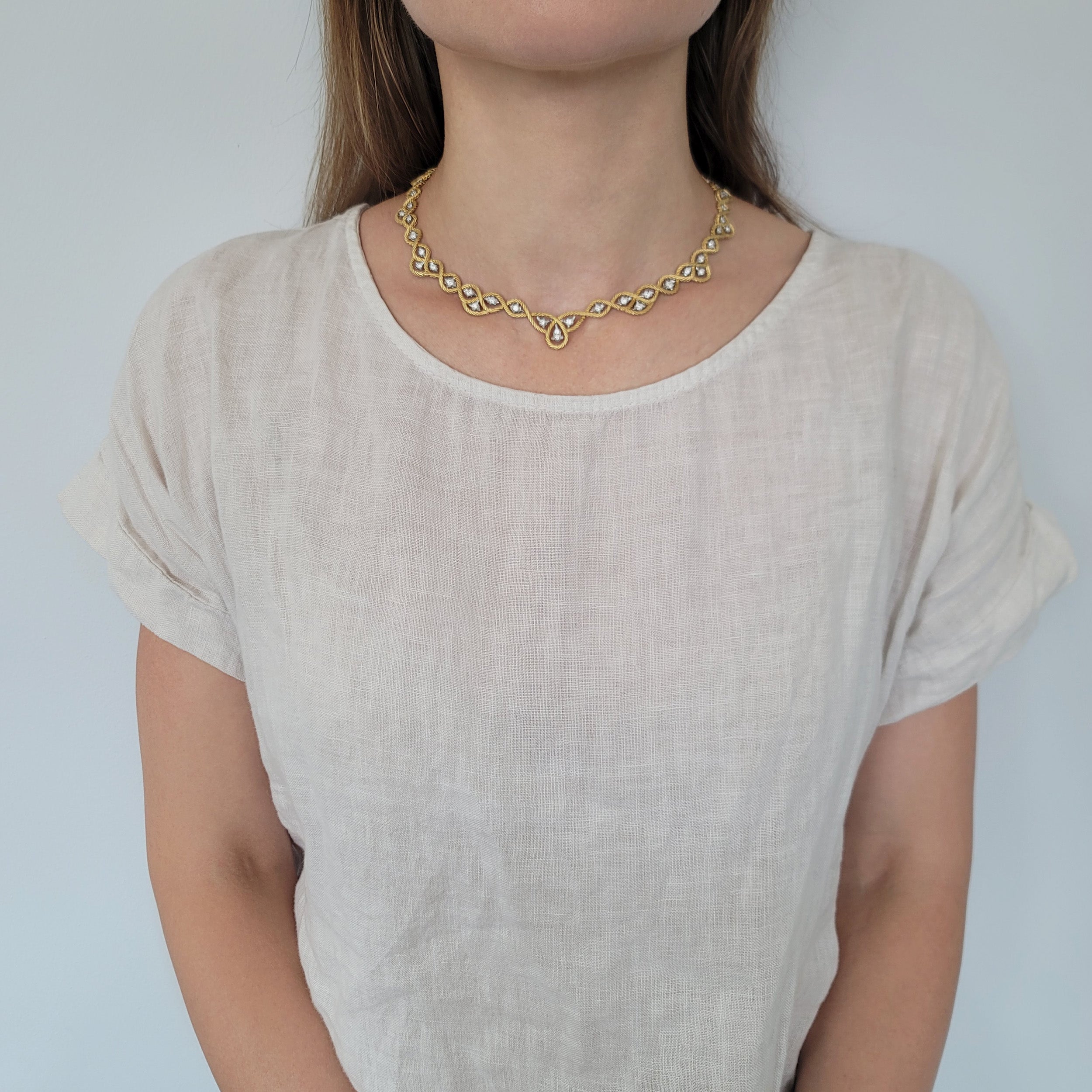 Buccellati Diamond Etoile Necklace In 18k Yellow And White Gold