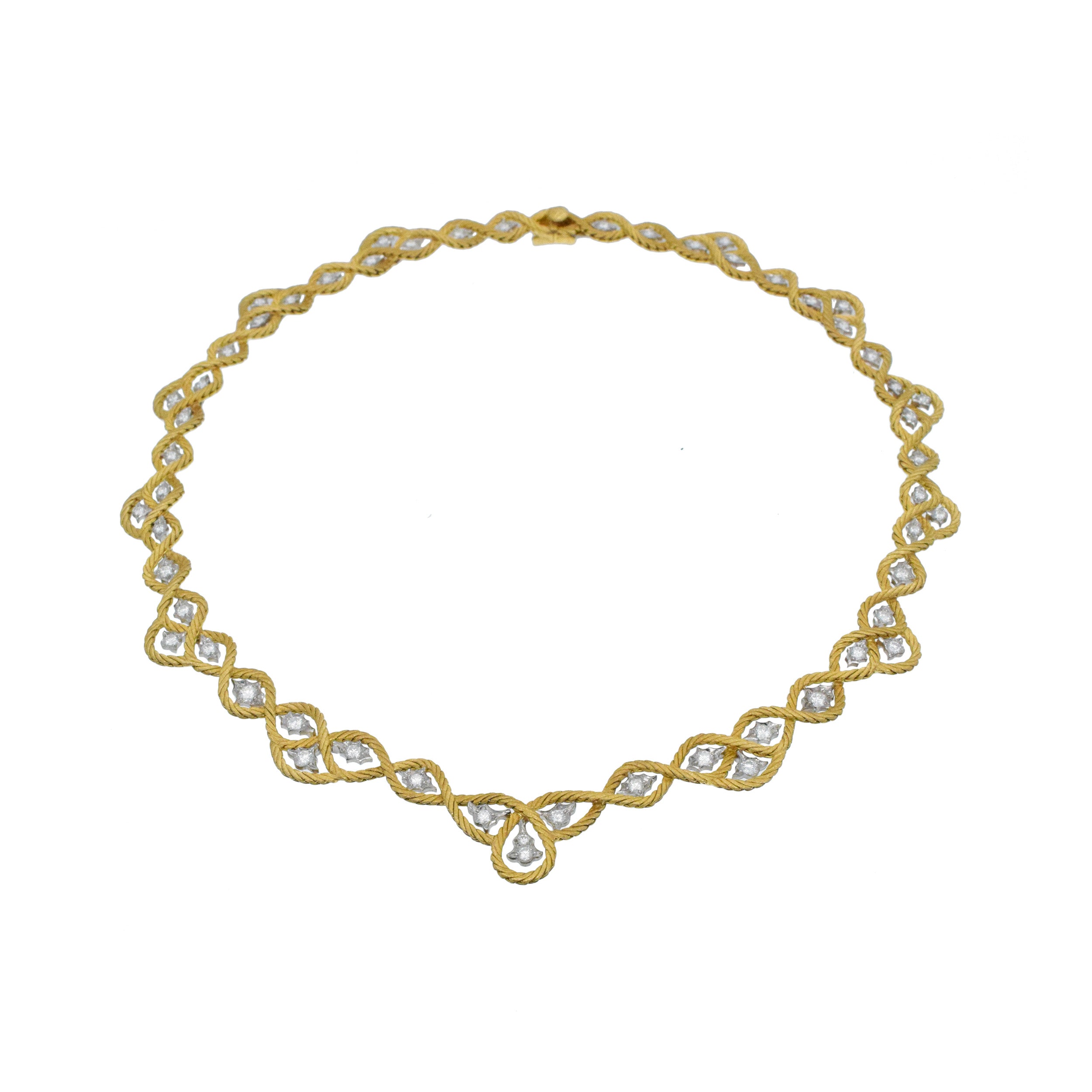 Buccellati Diamond Etoile Necklace In 18k Yellow And White Gold