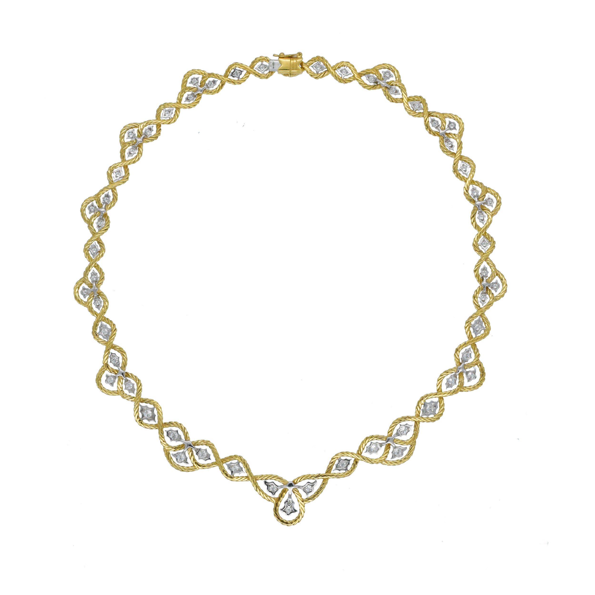 Buccellati Diamond Etoile Necklace In 18k Yellow And White Gold