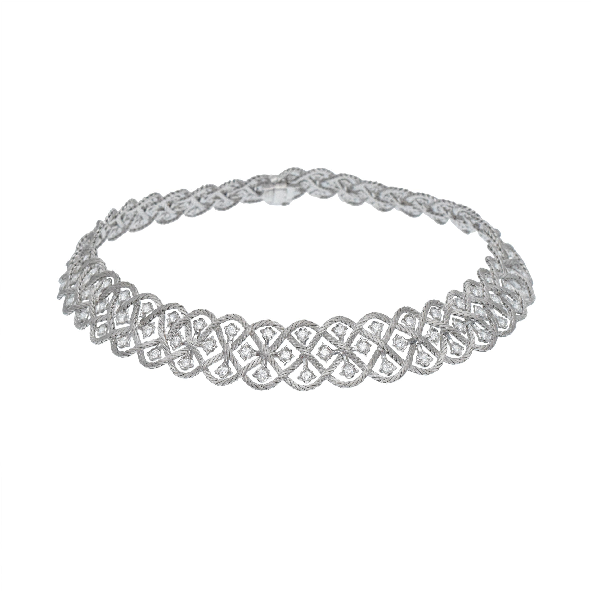 Buccellati Diamond Etoile Choker Necklace In 18k White Gold