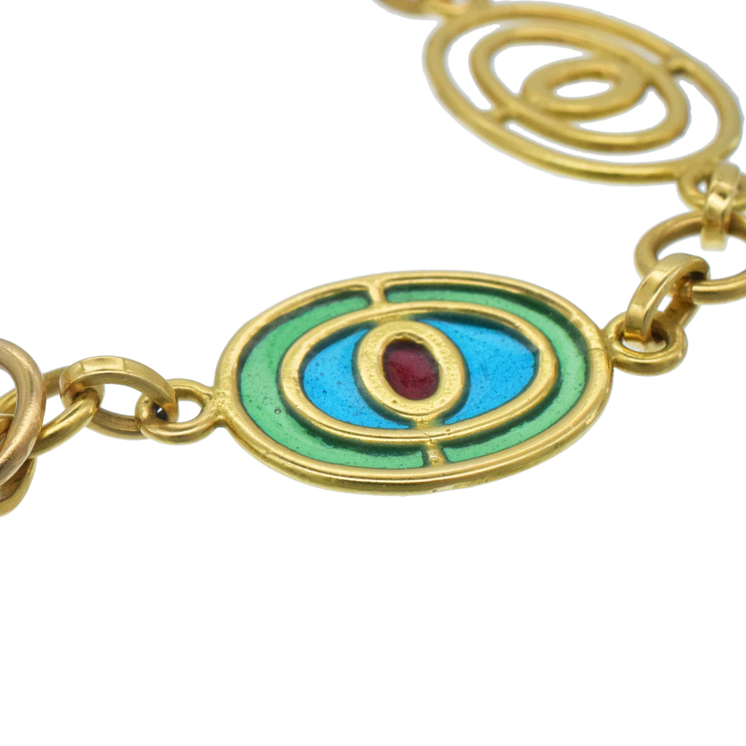 Plique-a-Jour Long Statement Necklace In 18k Yellow Gold