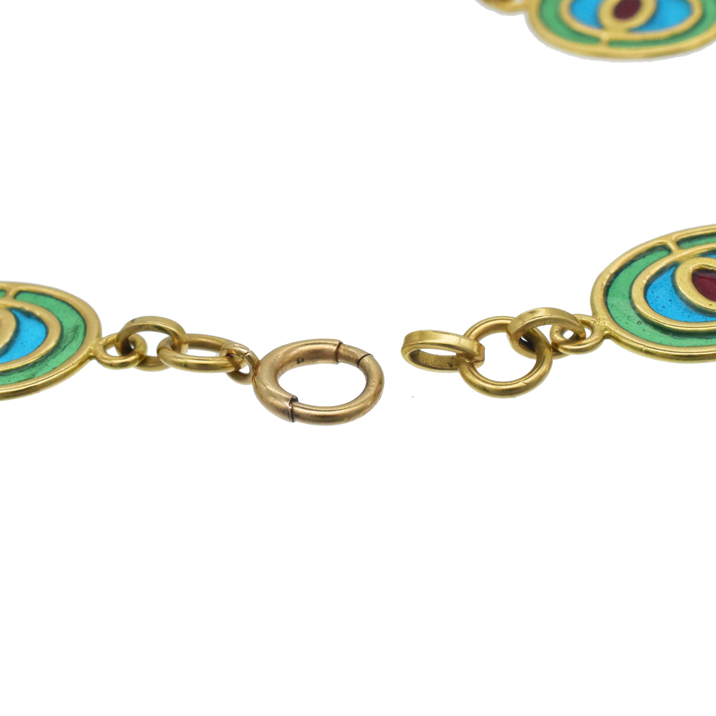 Plique-a-Jour Long Statement Necklace In 18k Yellow Gold