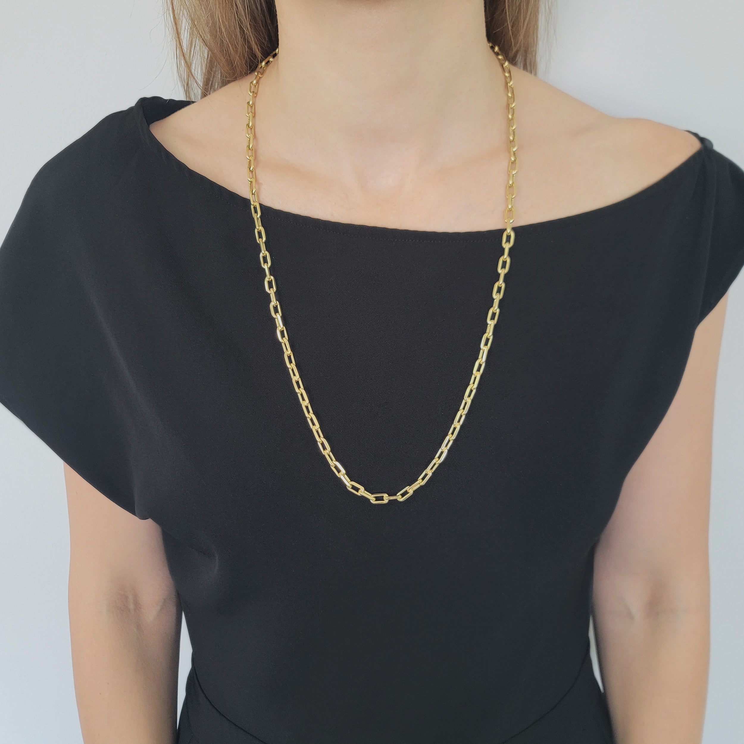 18k yellow thick gold biker chain