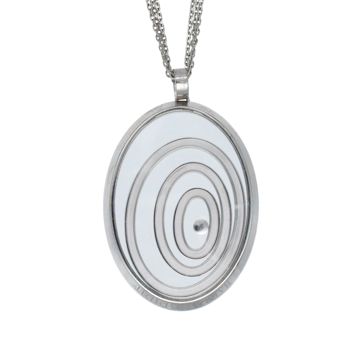 Chopard Happy Spirit floating diamond oval pendant necklace In 18k white gold