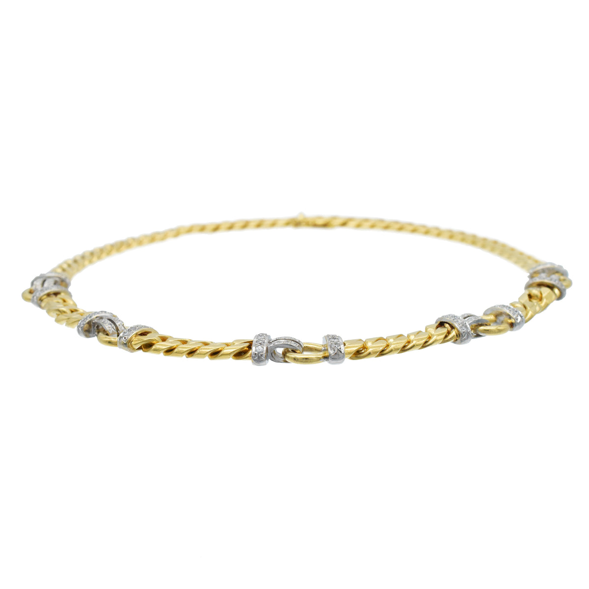 Made in Italy 18k Yellow Gold Cuban Chain With Diamond Accents