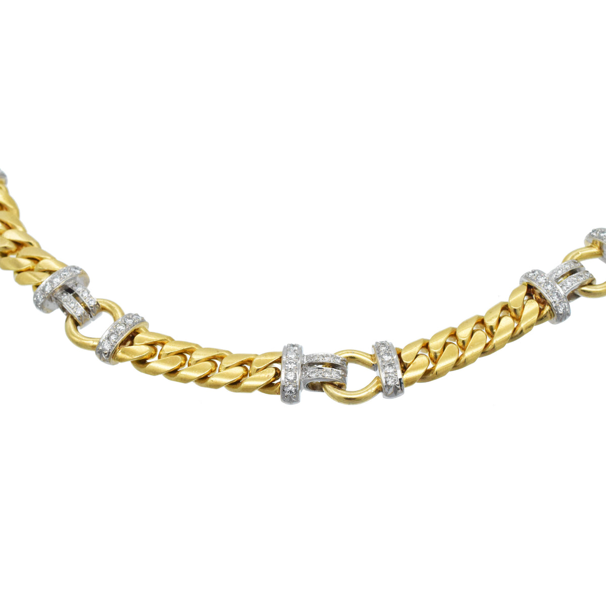 Made in Italy 18k Yellow Gold Cuban Chain With Diamond Accents