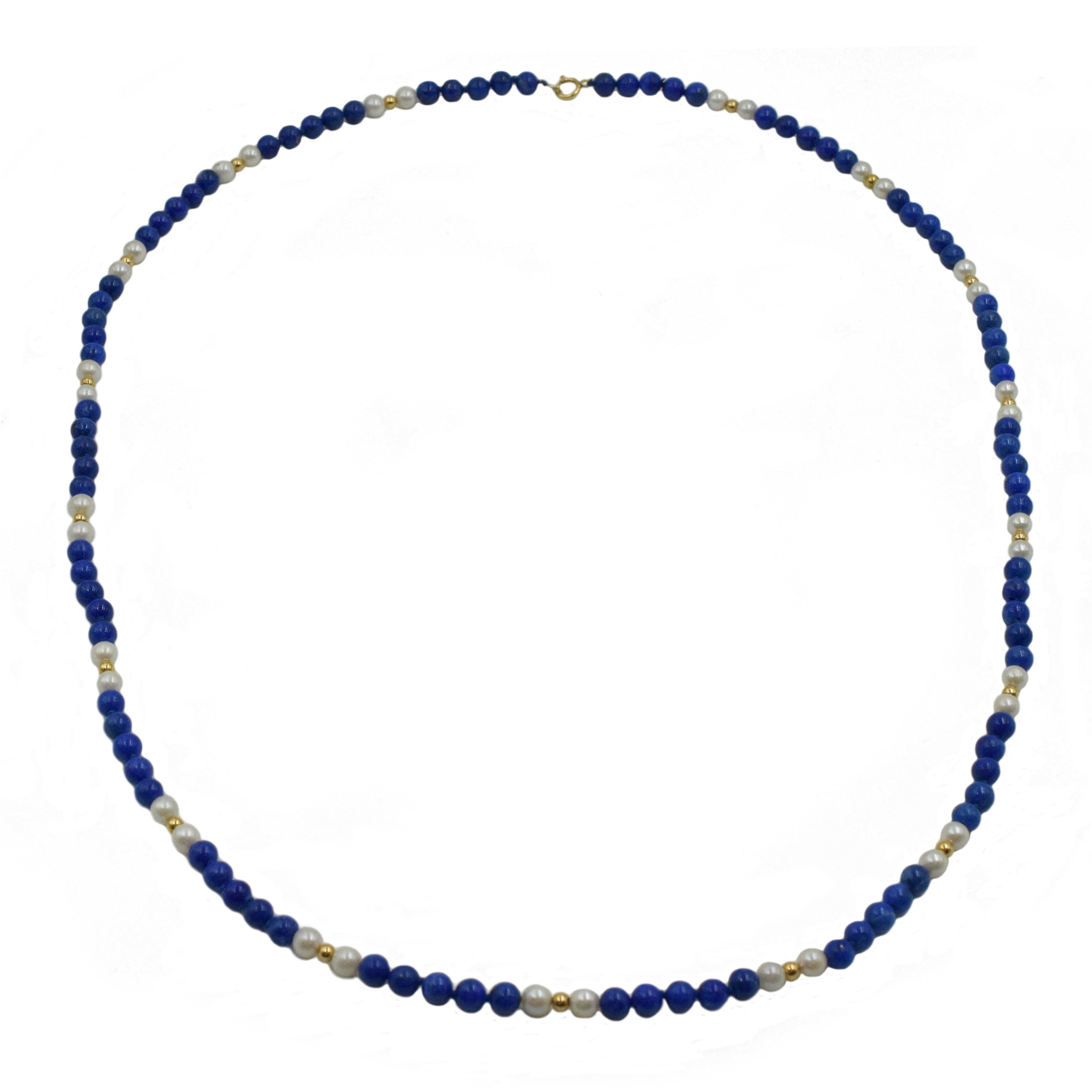 Lapis Lazuli, Pearl And 14k Yellow Gold Bead Necklace