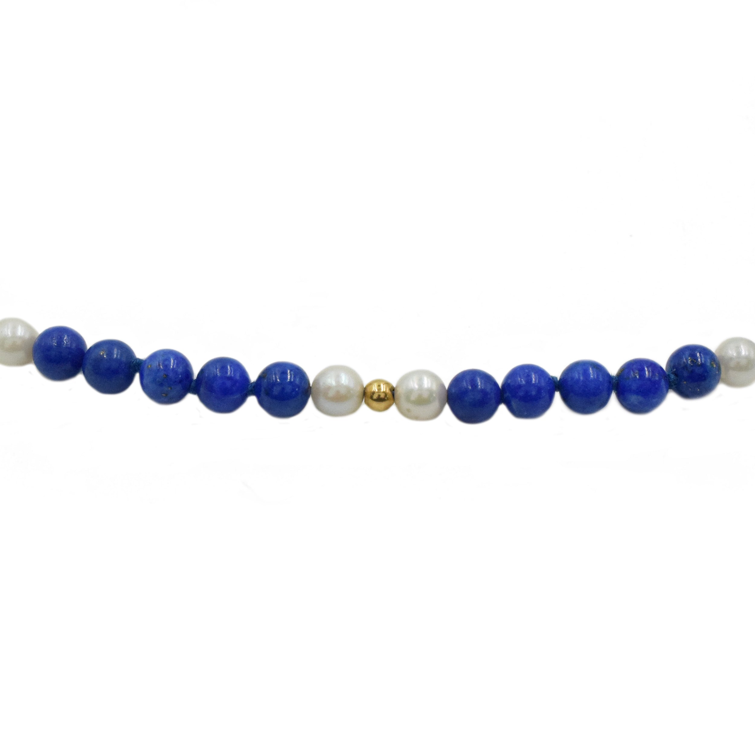 Lapis Lazuli, Pearl And 14k Yellow Gold Bead Necklace