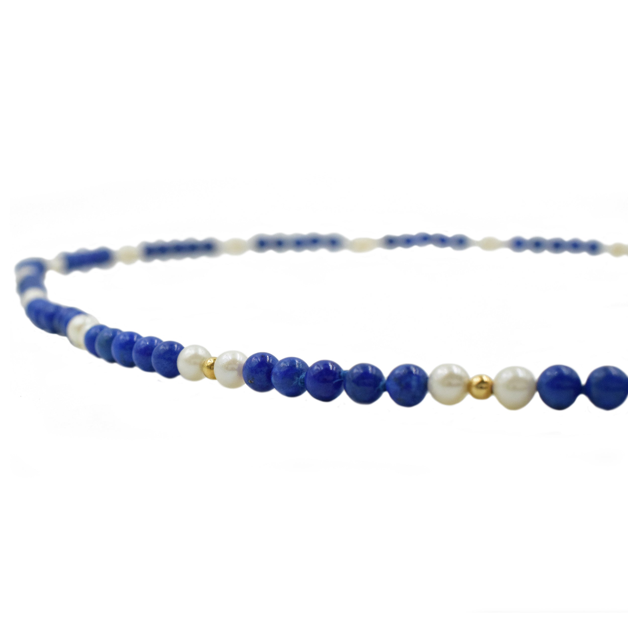 Lapis Lazuli, Pearl And 14k Yellow Gold Bead Necklace