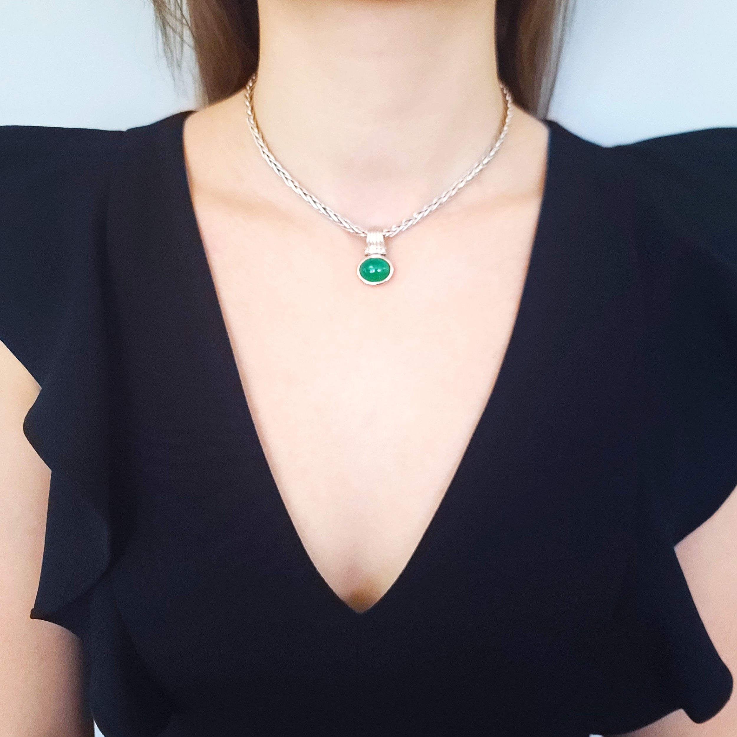 Columbian Emerald And Diamond Pendant Necklace In 18k White Gold