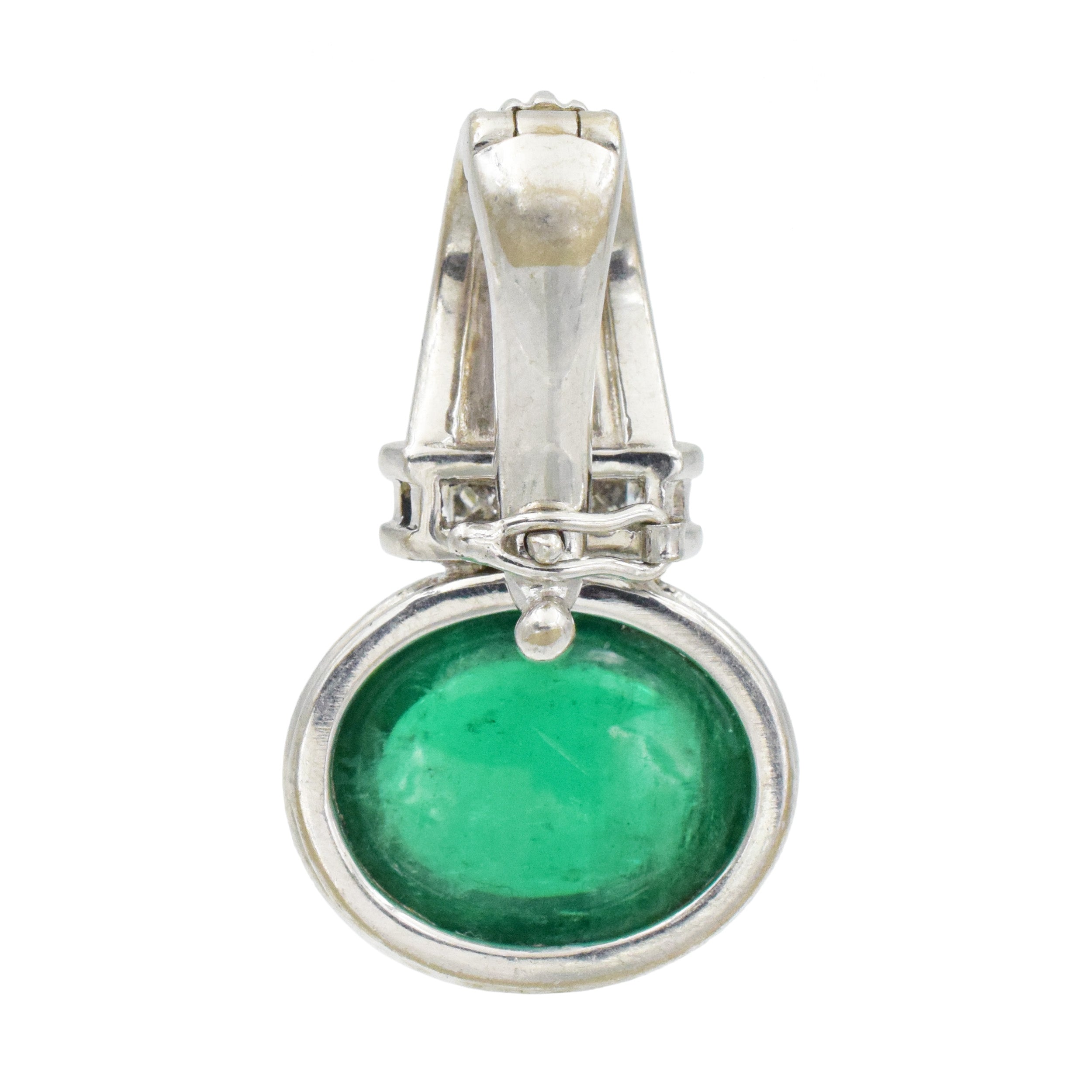 Columbian Emerald And Diamond Pendant Necklace In 18k White Gold